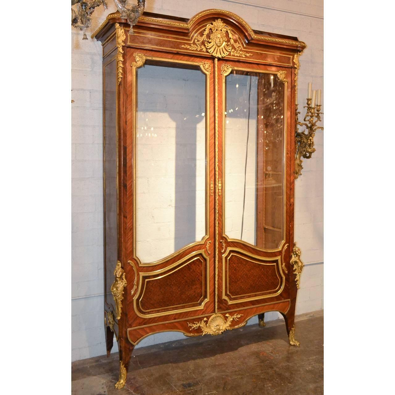 Bronze 19th French Vitrine Cabinet, Signed Linke For Sale