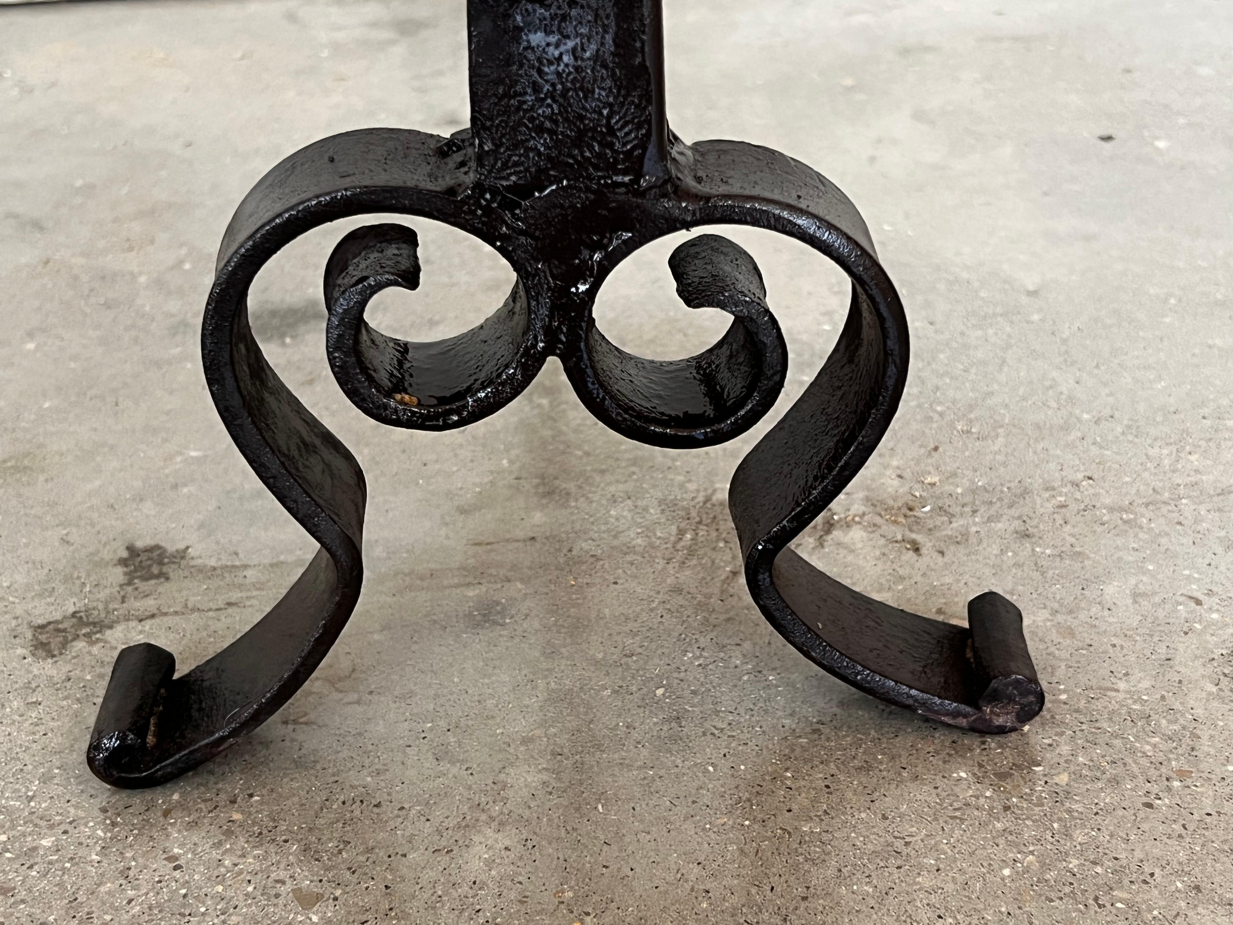 19th French Wrought Iron Firedogs or Andirons For Sale 1
