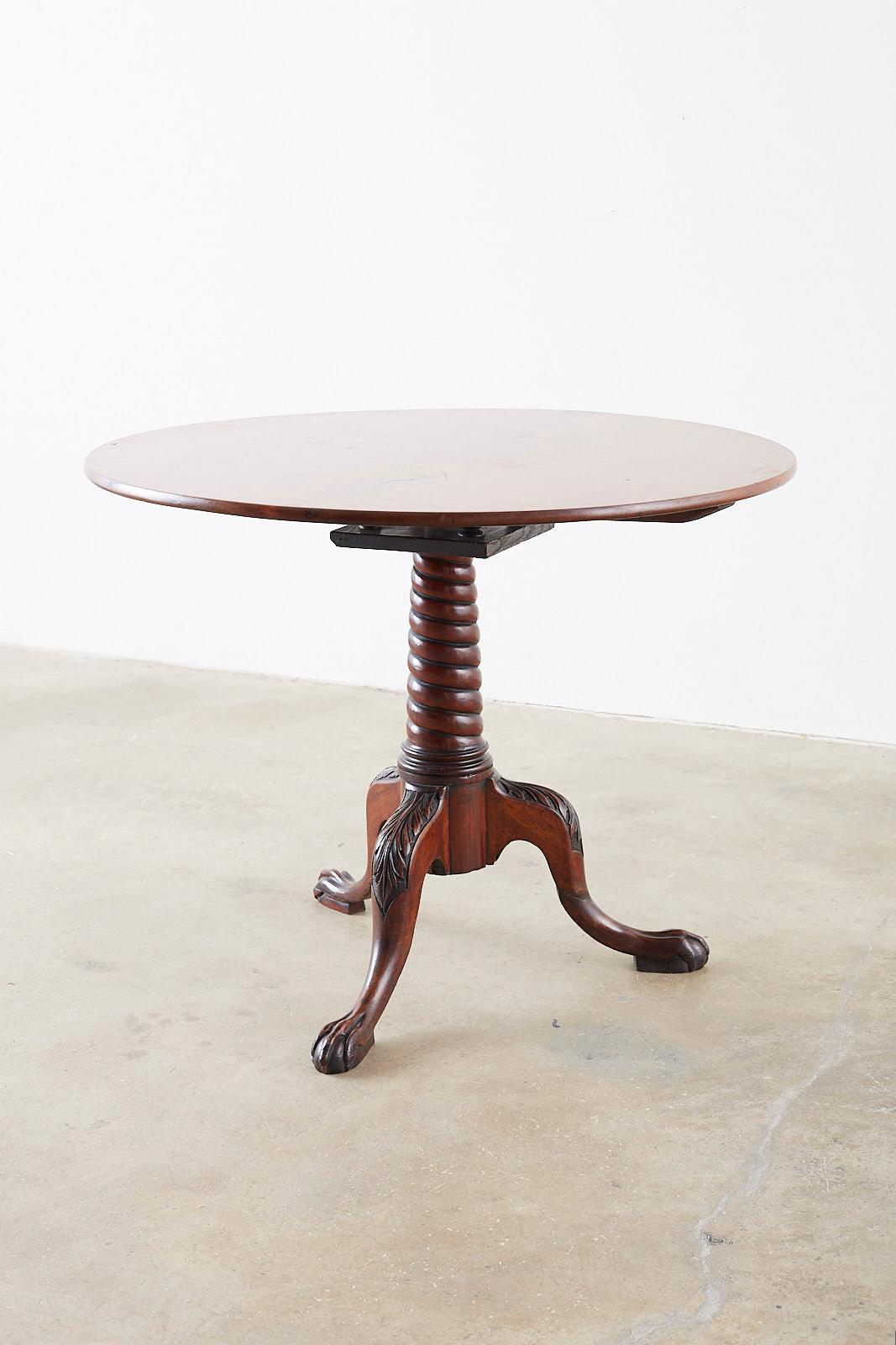 Hand-Crafted 19th Georgian Mahogany Round Tilt-Top Table