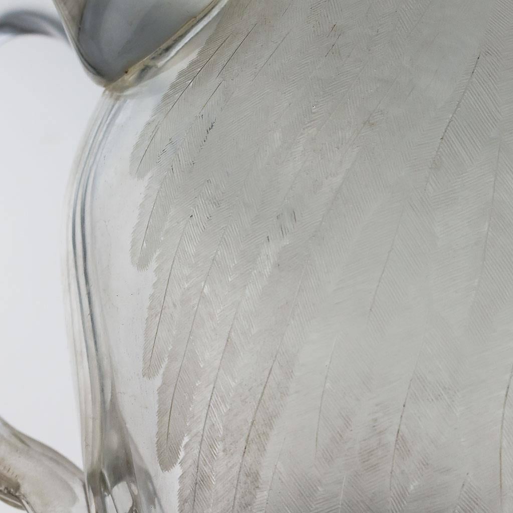 19th German Solid Silver and Etched Glass Novelty Decanter, circa 1890 1