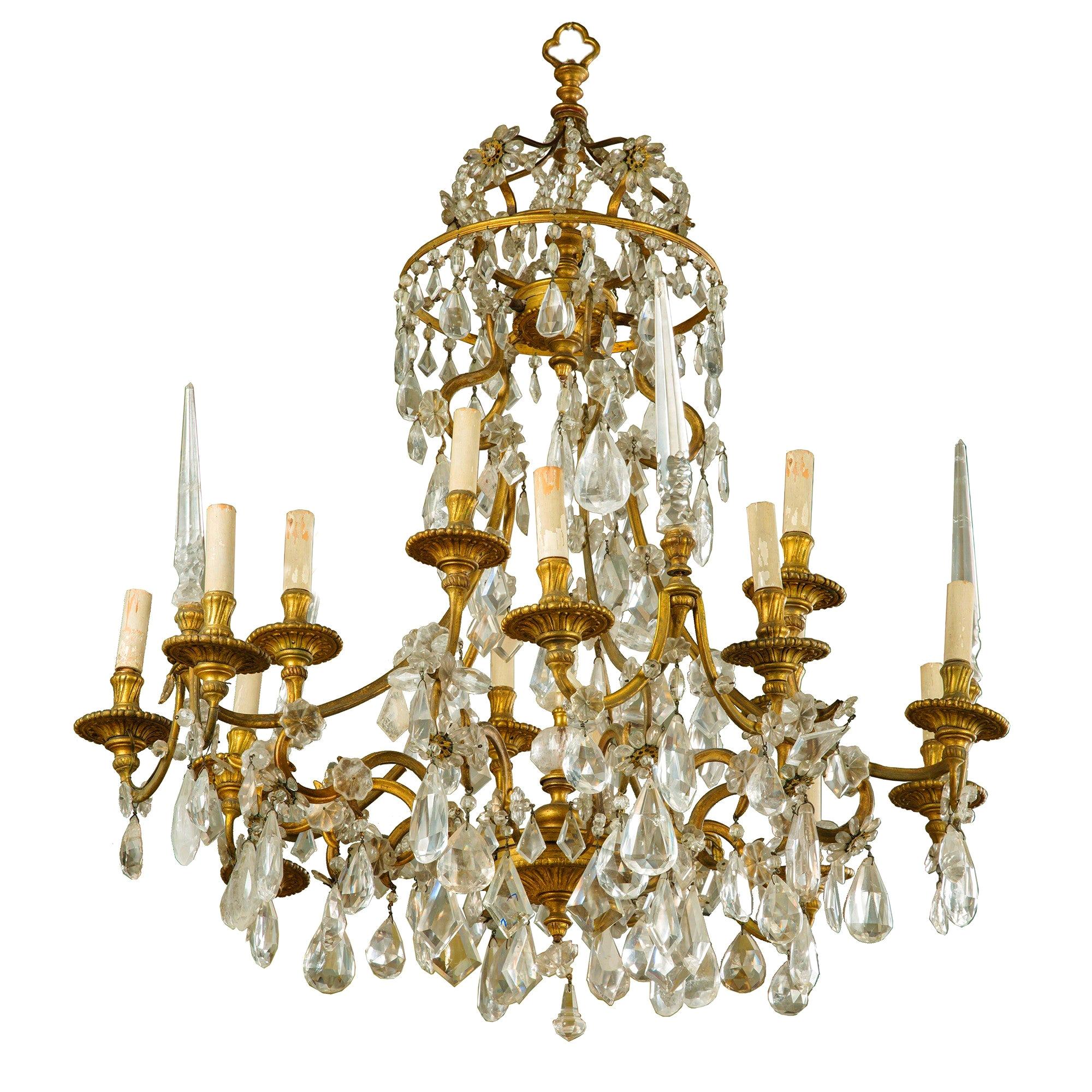 19th Century Gilt Bronze and Rock Crystal French Chandelier