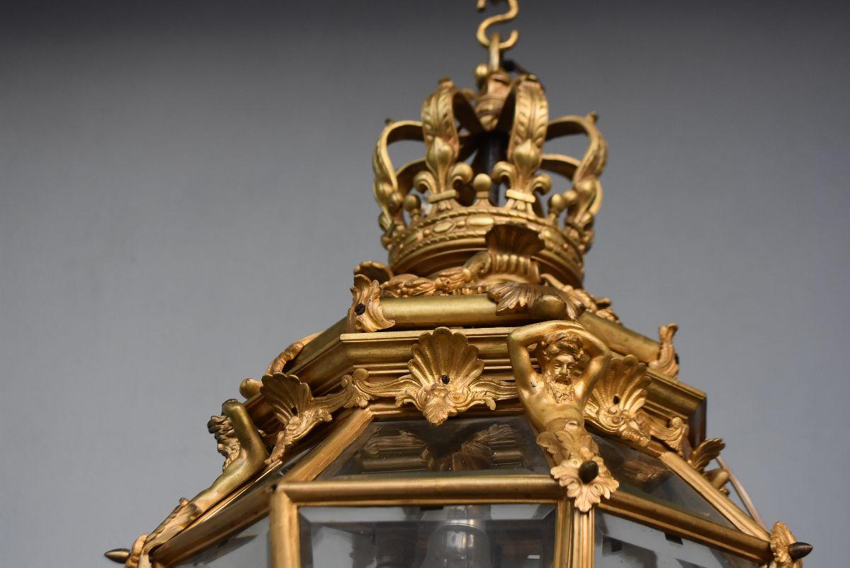 Vergoldete Bronzelaterne des 19. Jahrhunderts als Schloss von Versailles-Modell im Angebot 5