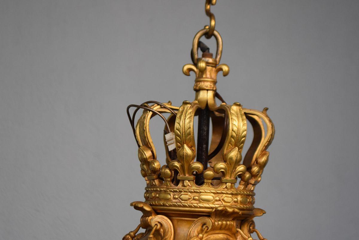 Vergoldete Bronzelaterne des 19. Jahrhunderts als Schloss von Versailles-Modell (Französisch) im Angebot
