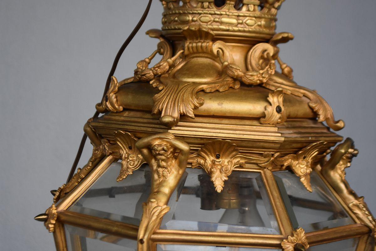 Vergoldete Bronzelaterne des 19. Jahrhunderts als Schloss von Versailles-Modell (Gegossen) im Angebot