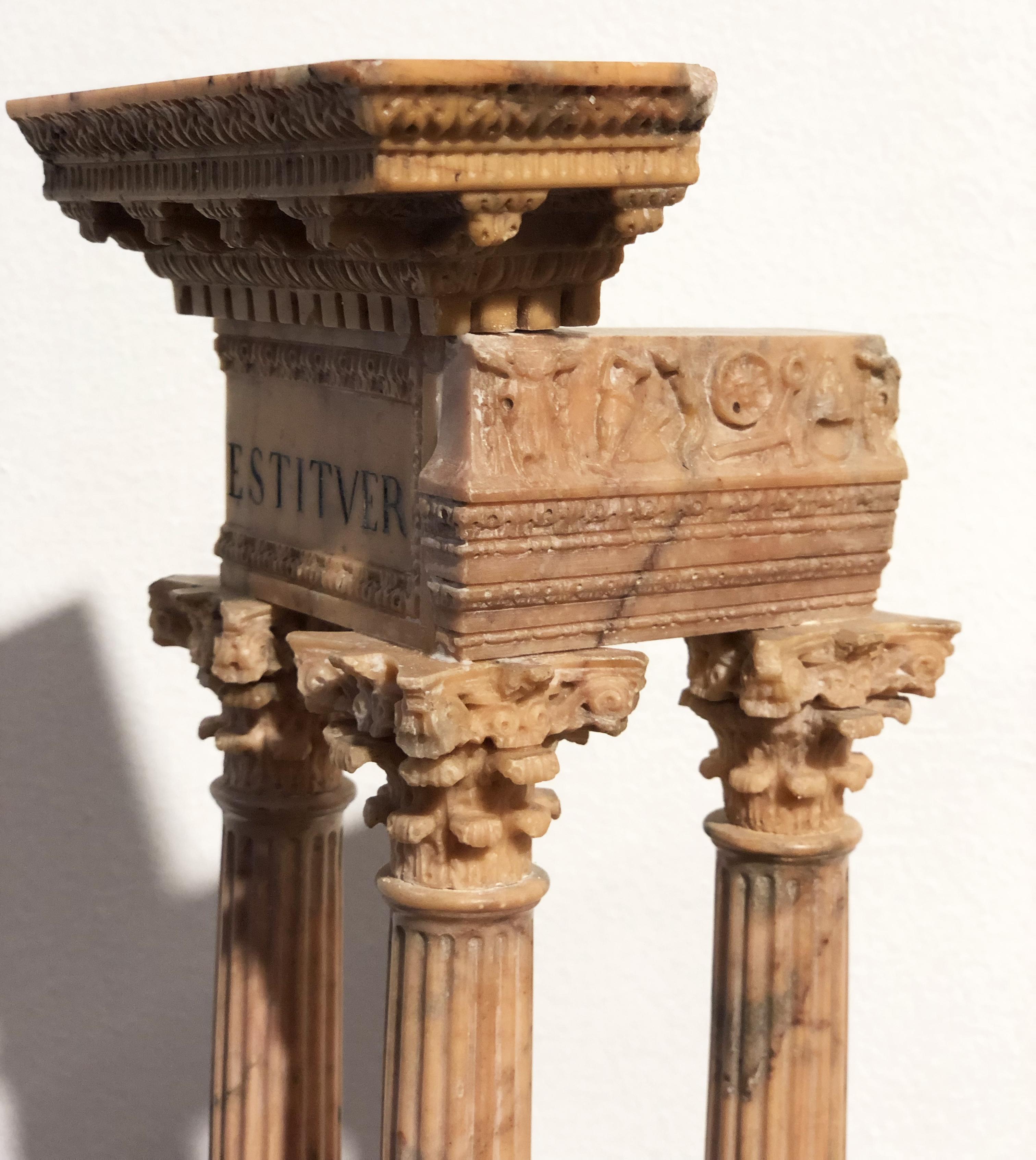 19th Grand Tour Yellow Marble Italian Model of Roman Classical Emperors Temple For Sale 5