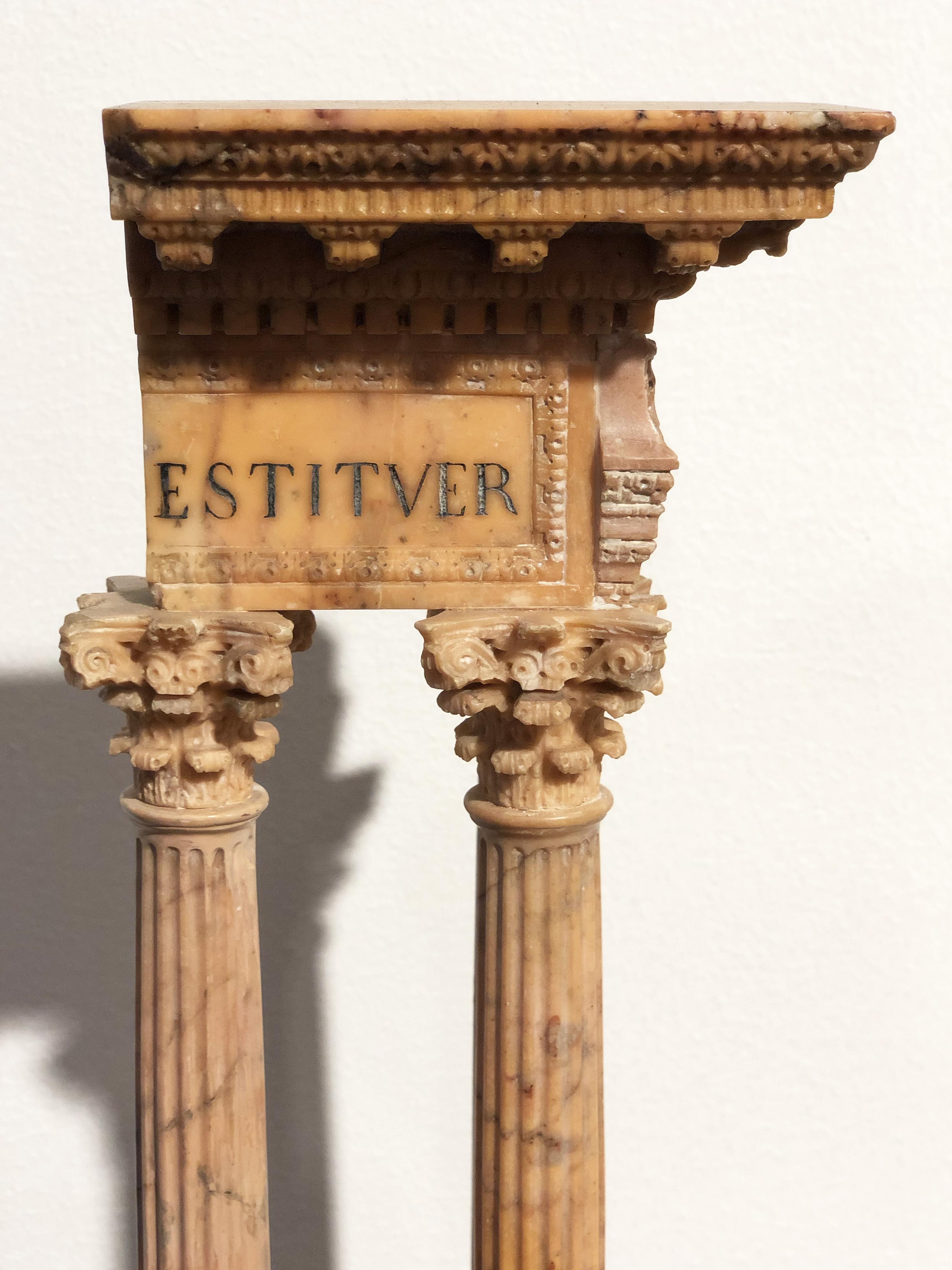 19th Grand Tour Yellow Marble Italian Model of Roman Classical Emperors Temple For Sale 6