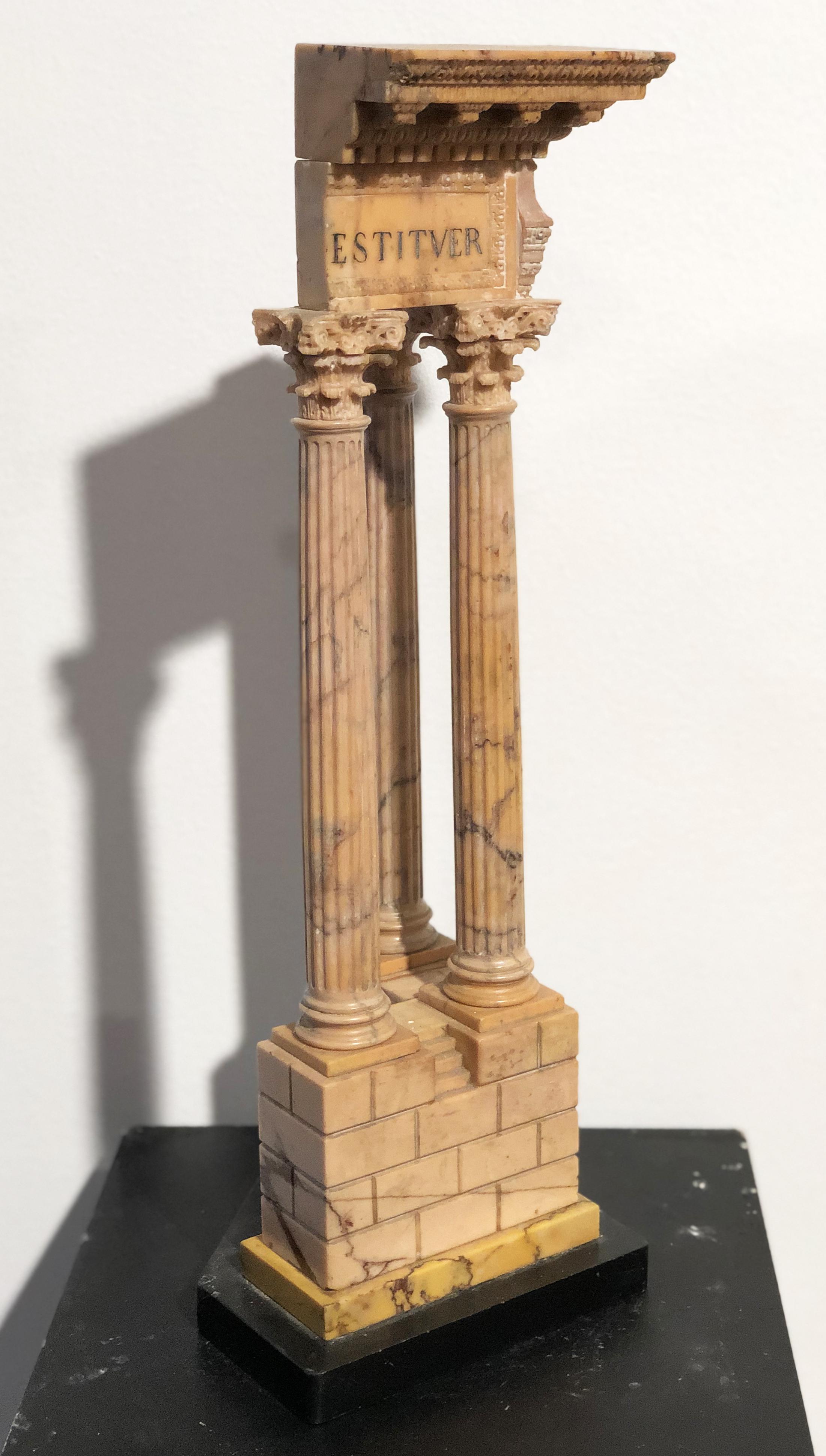 19th Grand Tour Yellow Marble Italian Model of Roman Classical Emperors Temple For Sale 7