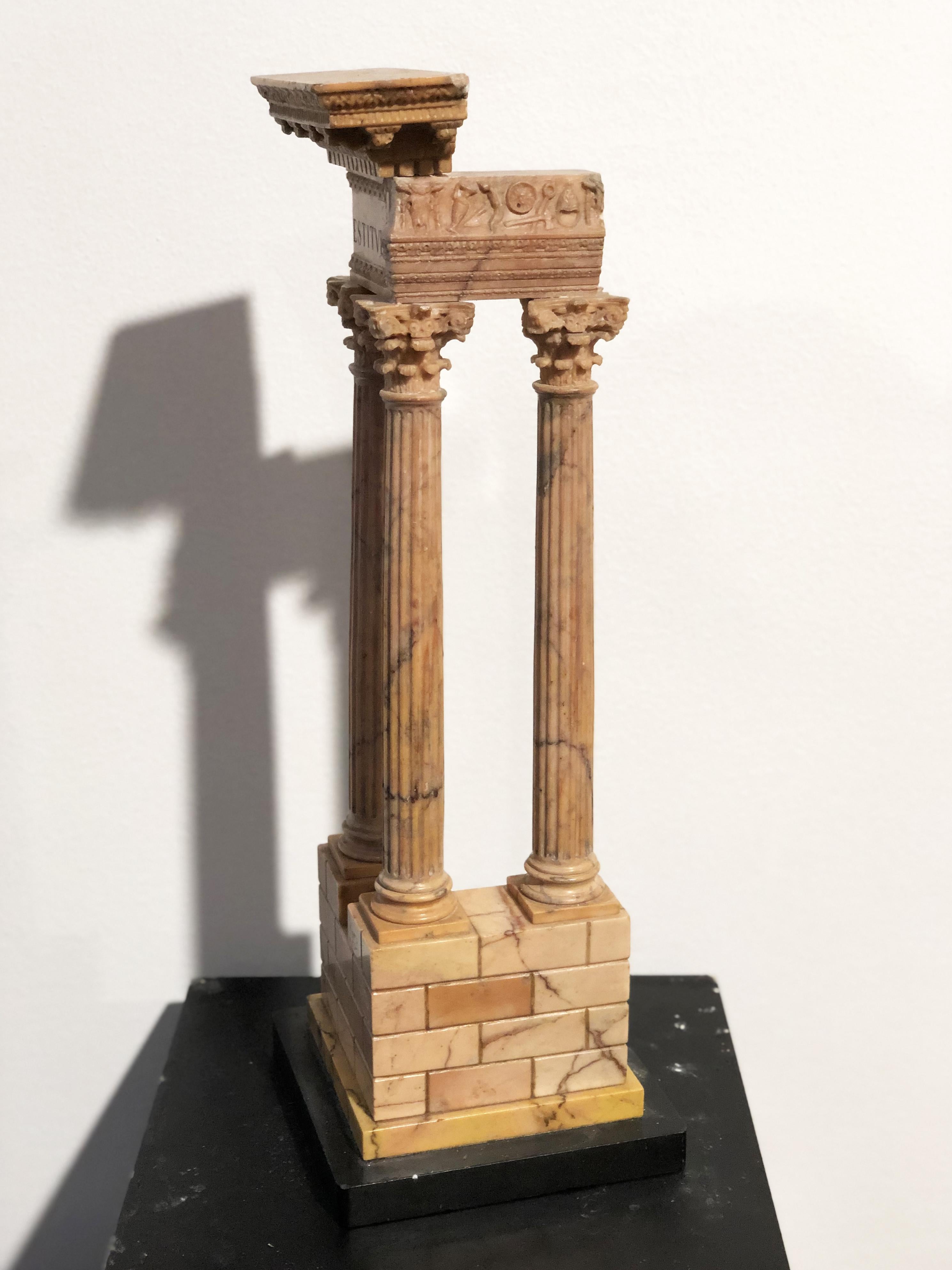 19th Grand Tour Yellow Marble Italian Model of Roman Classical Emperors Temple For Sale 8
