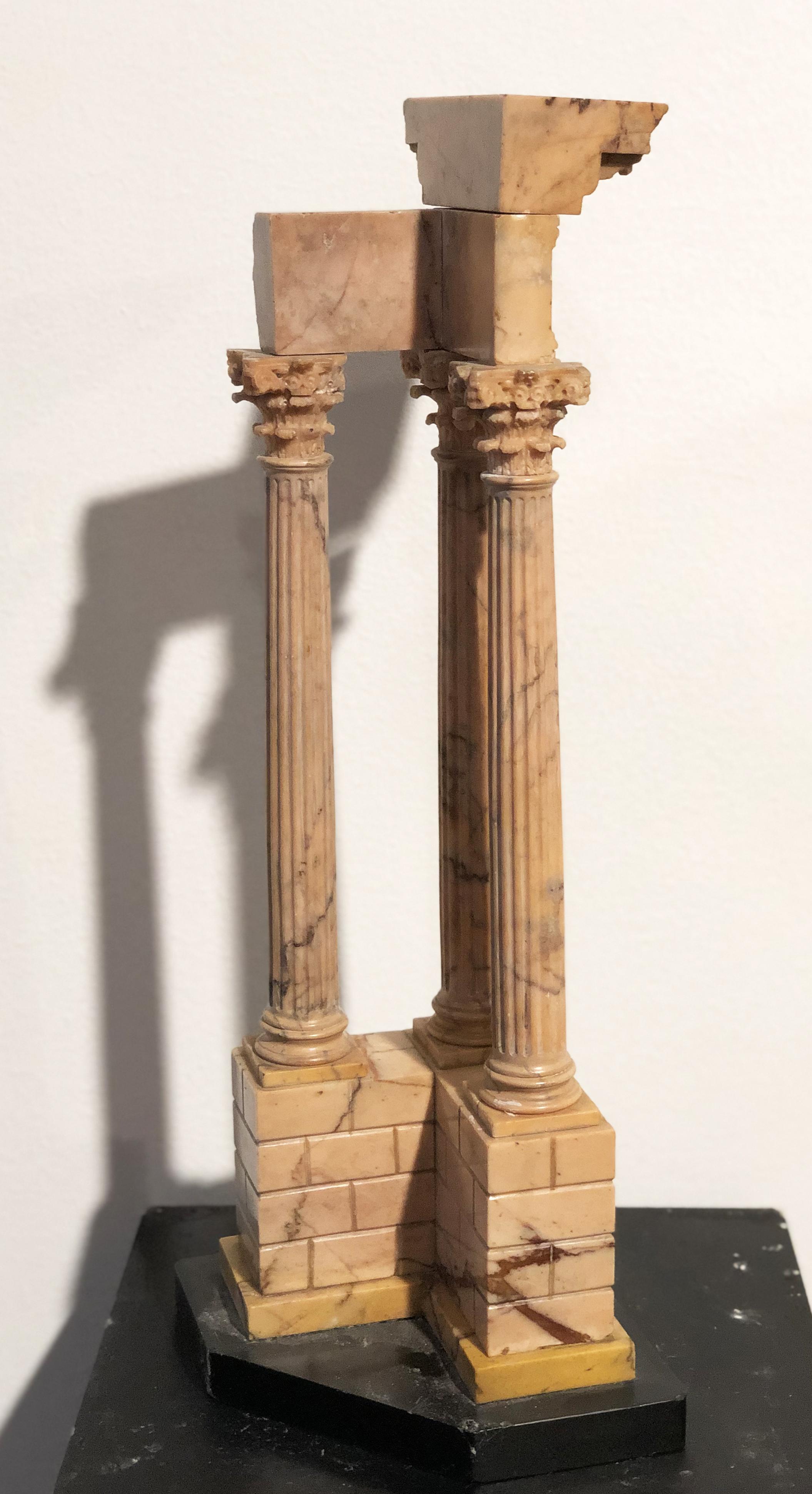 19th Grand Tour Yellow Marble Italian Model of Roman Classical Emperors Temple For Sale 9