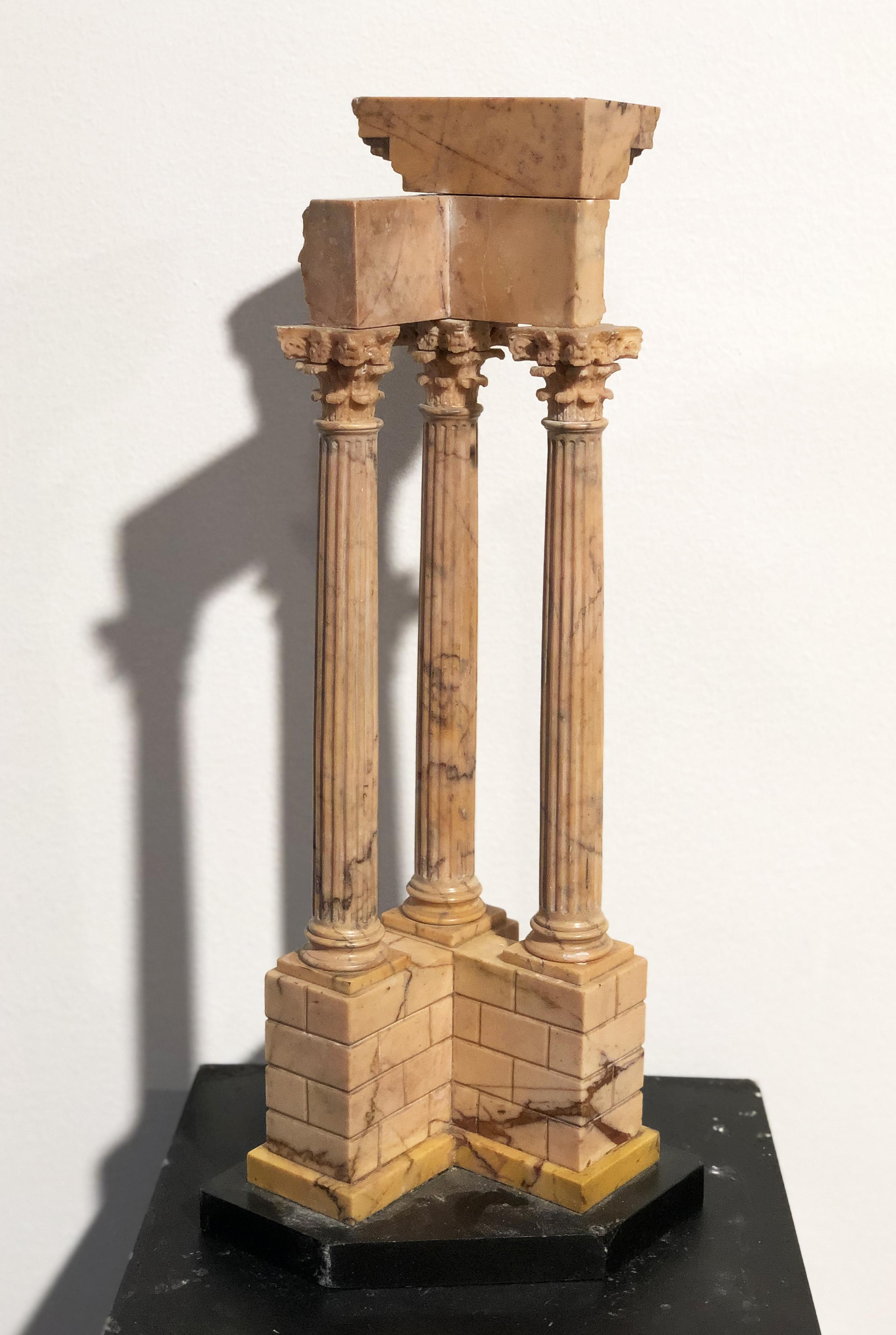 19th Grand Tour Yellow Marble Italian Model of Roman Classical Emperors Temple For Sale 10