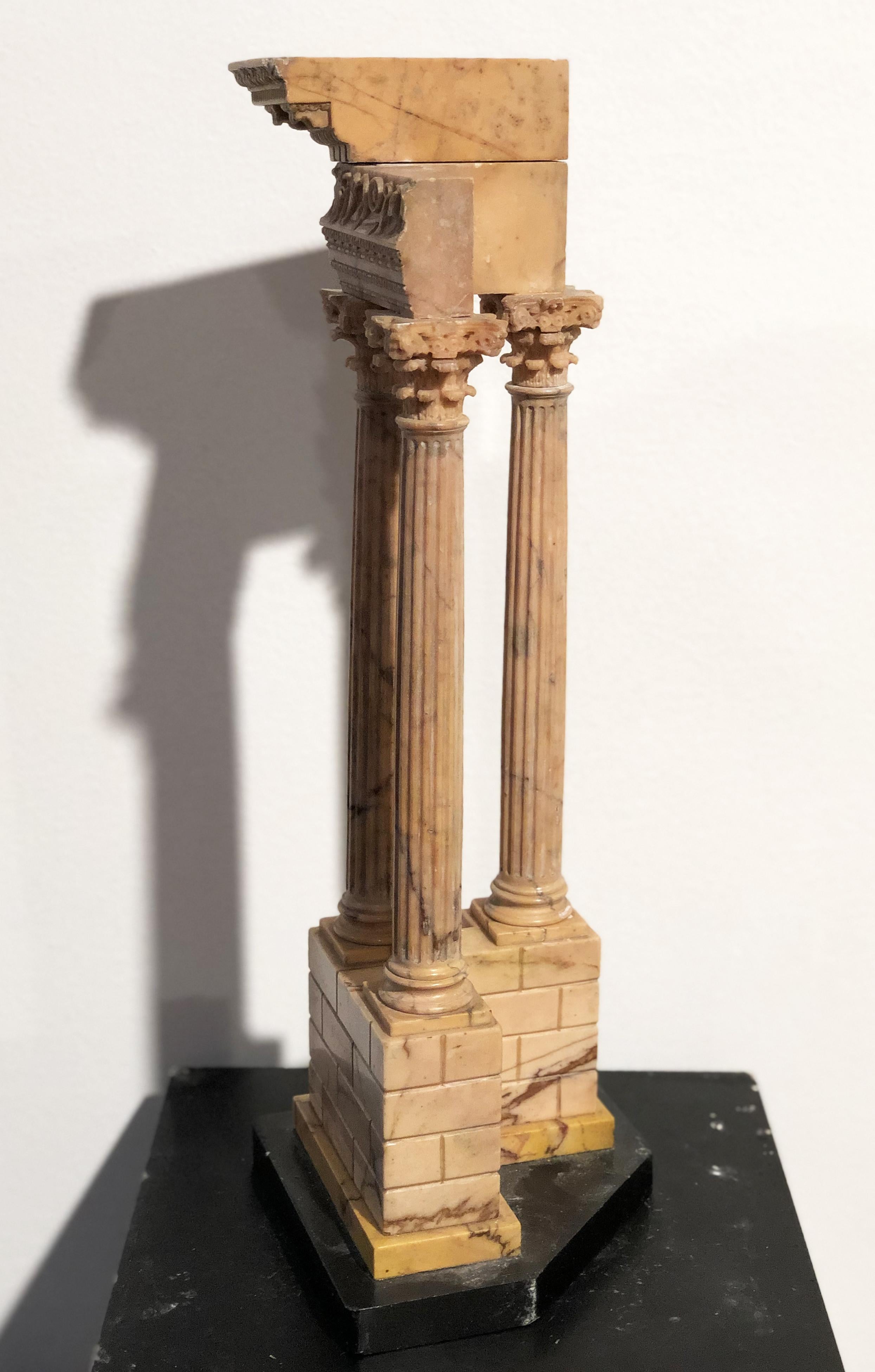 19th Grand Tour Yellow Marble Italian Model of Roman Classical Emperors Temple For Sale 11