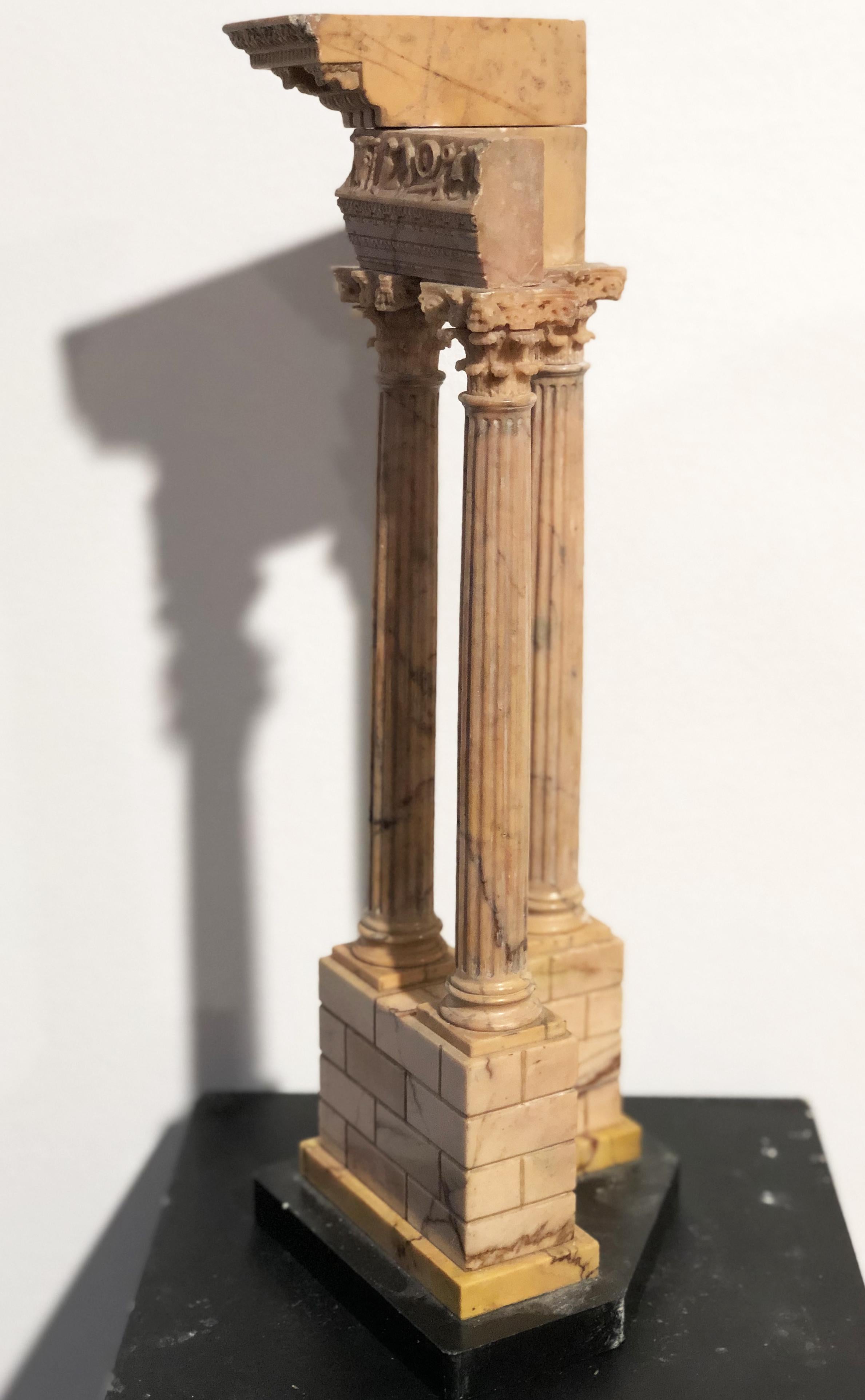 19th Grand Tour Yellow Marble Italian Model of Roman Classical Emperors Temple For Sale 12