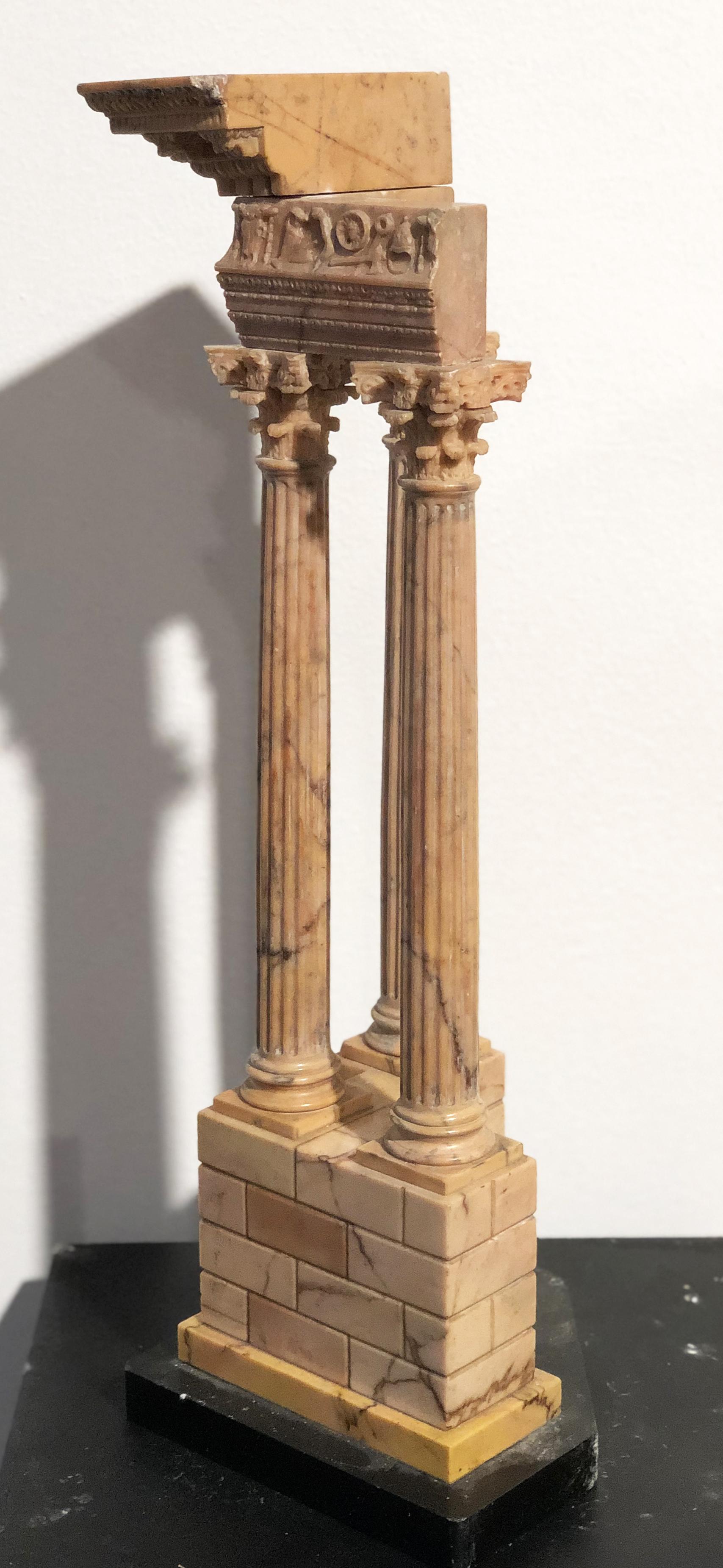 19th Grand Tour Yellow Marble Italian Model of Roman Classical Emperors Temple For Sale 13