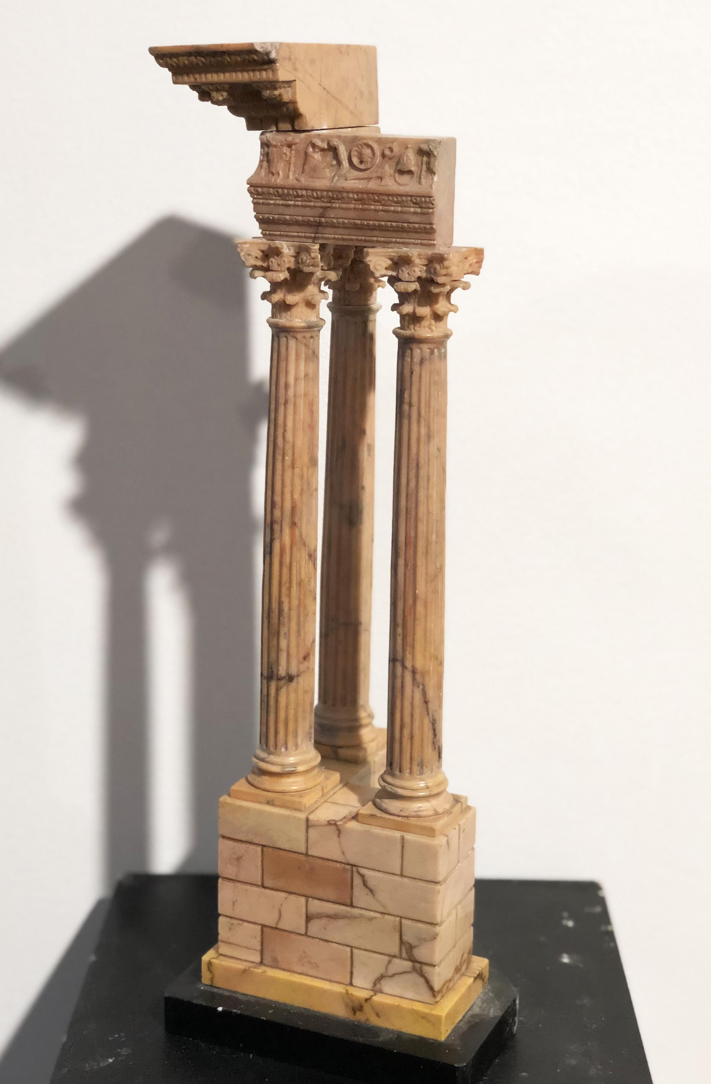 19th Grand Tour Yellow Marble Italian Model of Roman Classical Emperors Temple For Sale 14