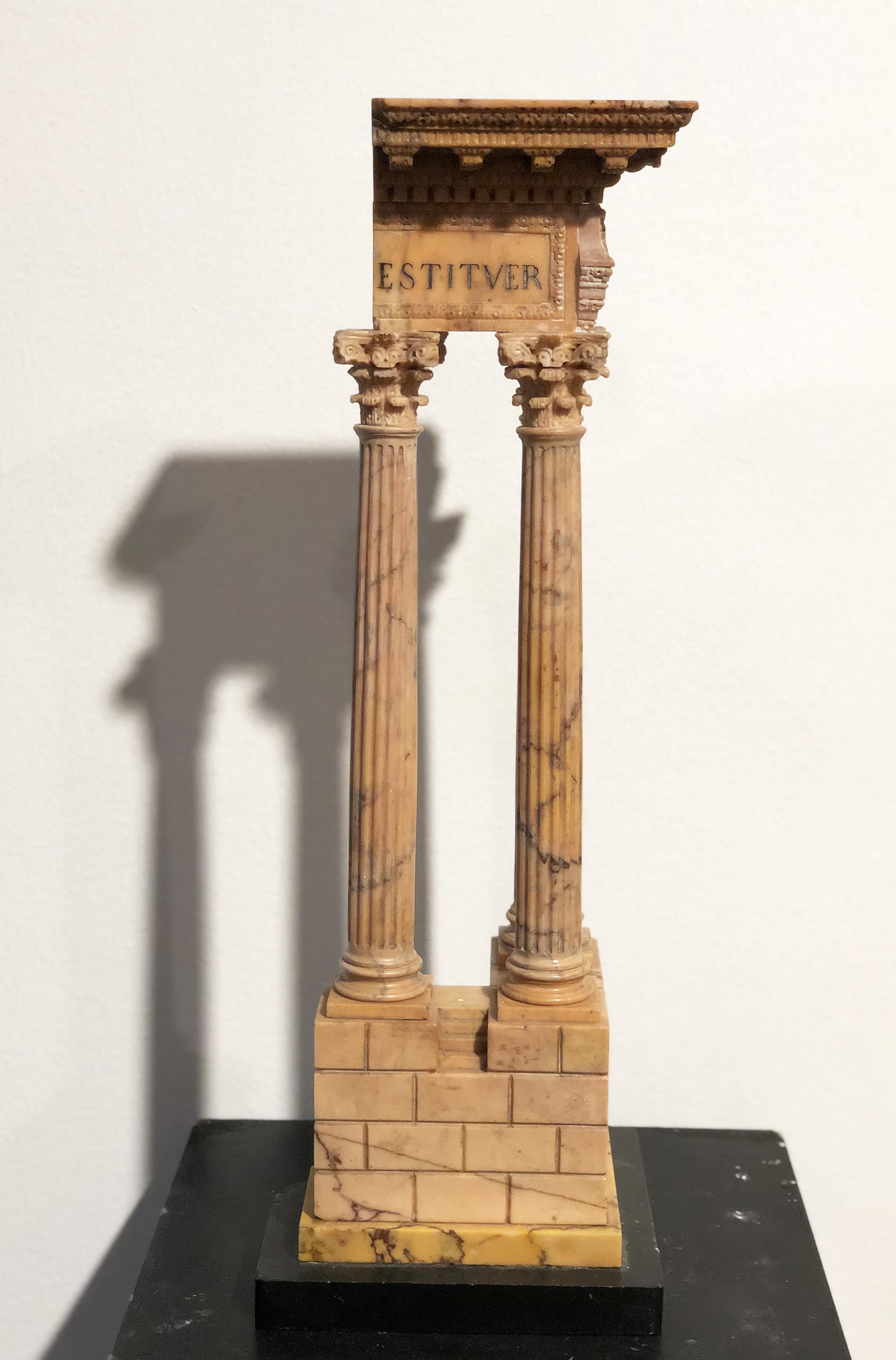 19th Grand Tour Yellow Marble Italian Model of Roman Classical Emperors Temple For Sale 1