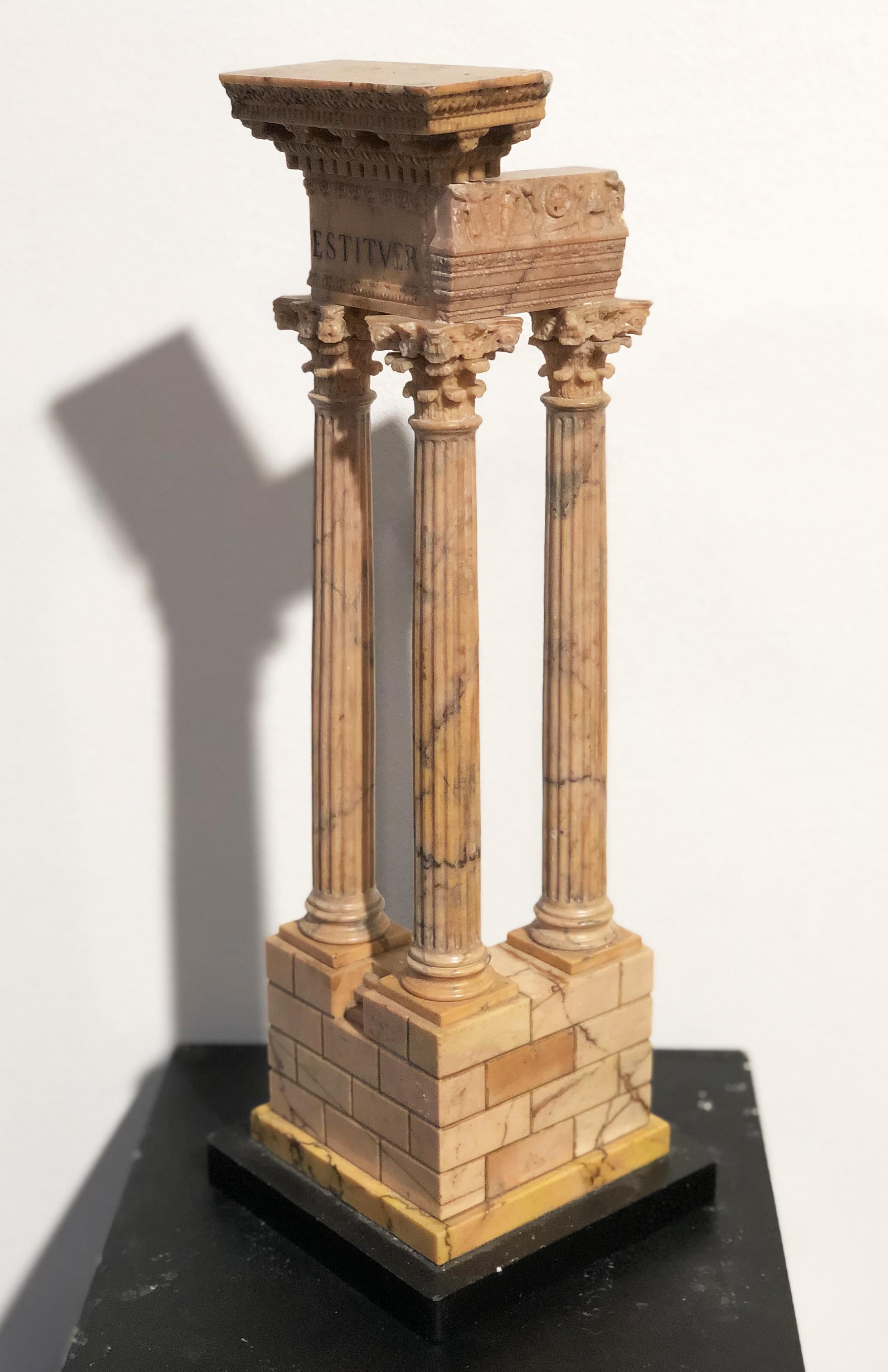 19th Grand Tour Yellow Marble Italian Model of Roman Classical Emperors Temple For Sale 2