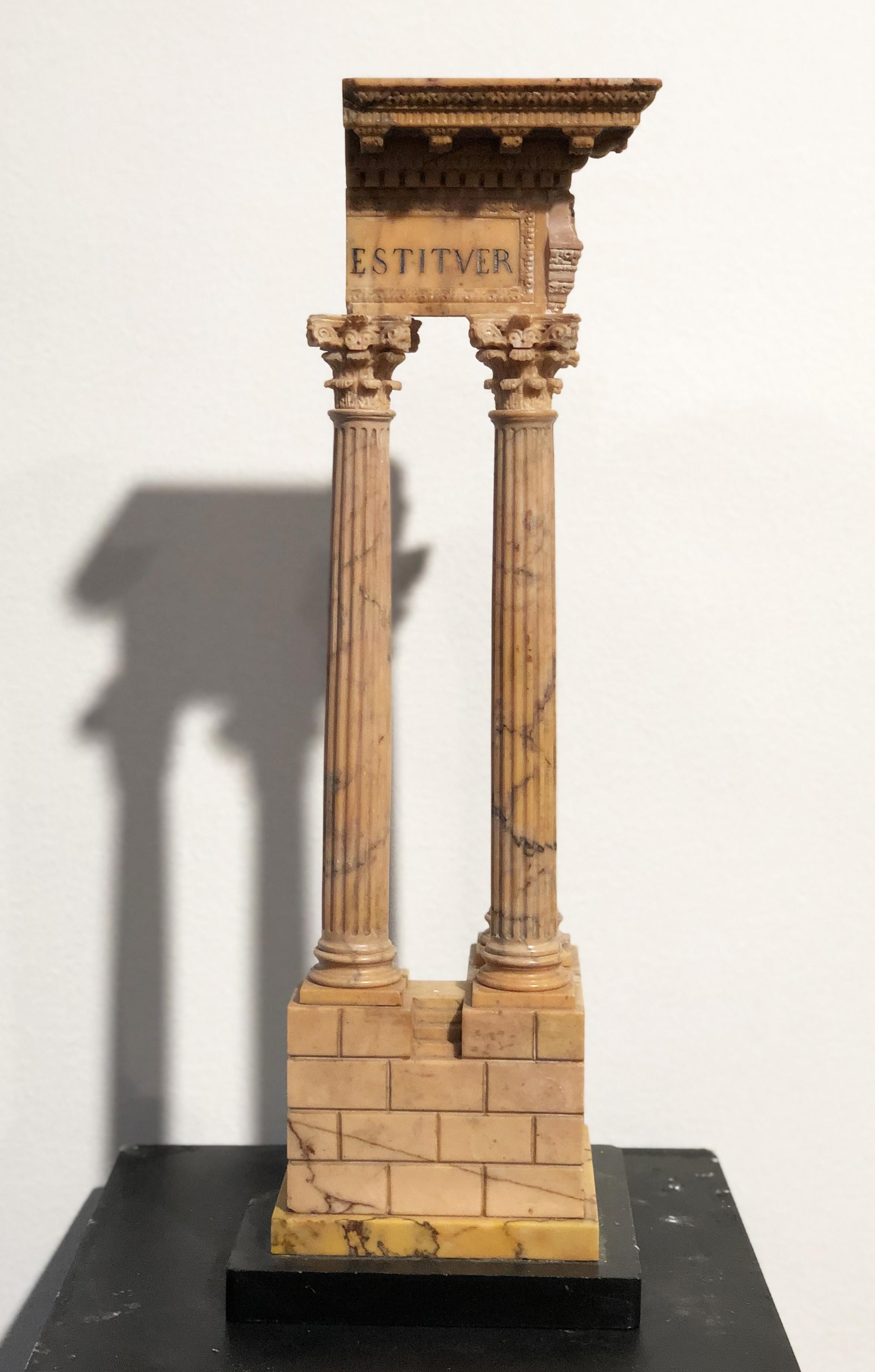 19th Grand Tour Yellow Marble Italian Model of Roman Classical Emperors Temple For Sale 3