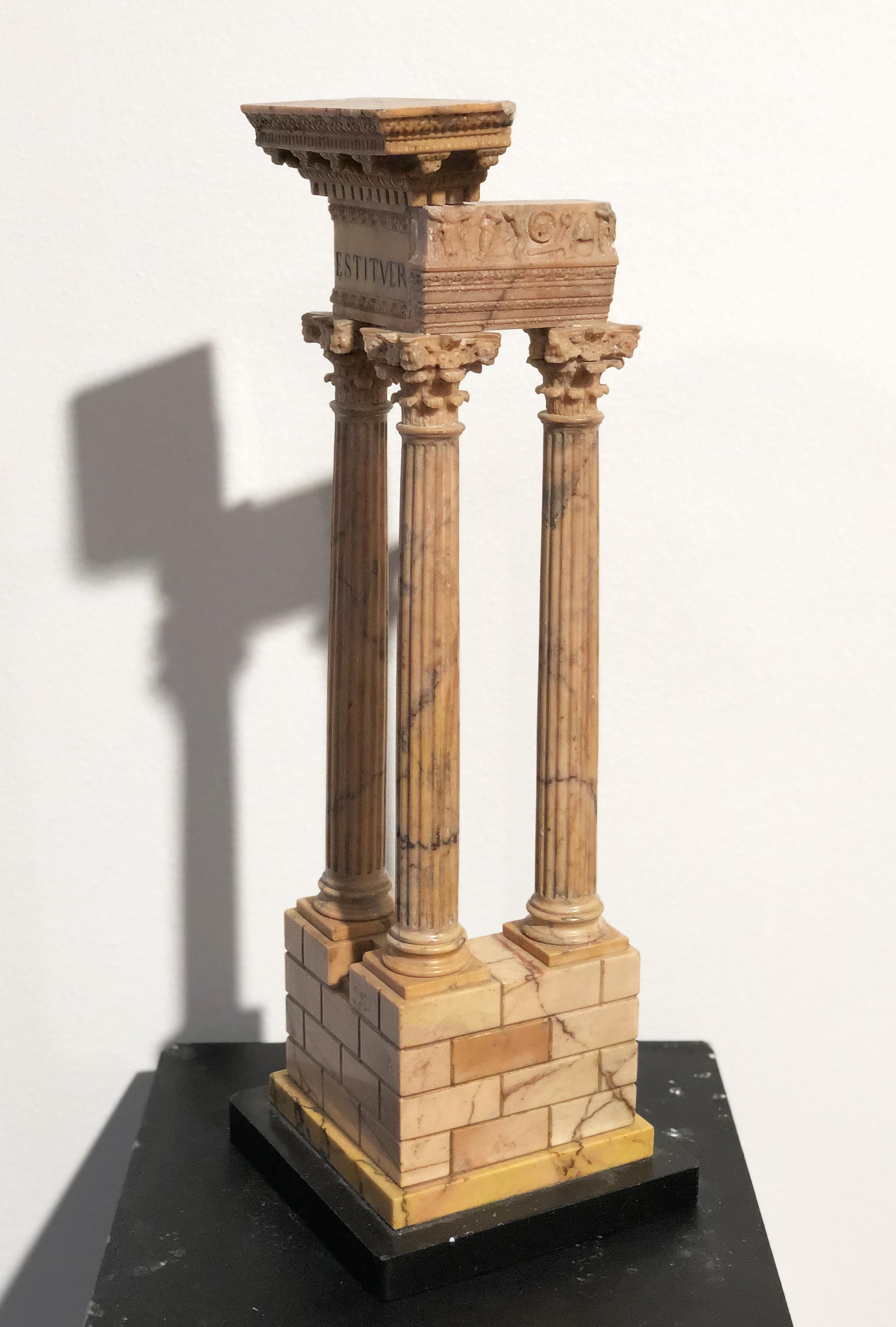 19th Grand Tour Yellow Marble Italian Model of Roman Classical Emperors Temple For Sale 4