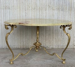 19th Green Onyx Clover Form Top and Bronze Legs Coffee Table