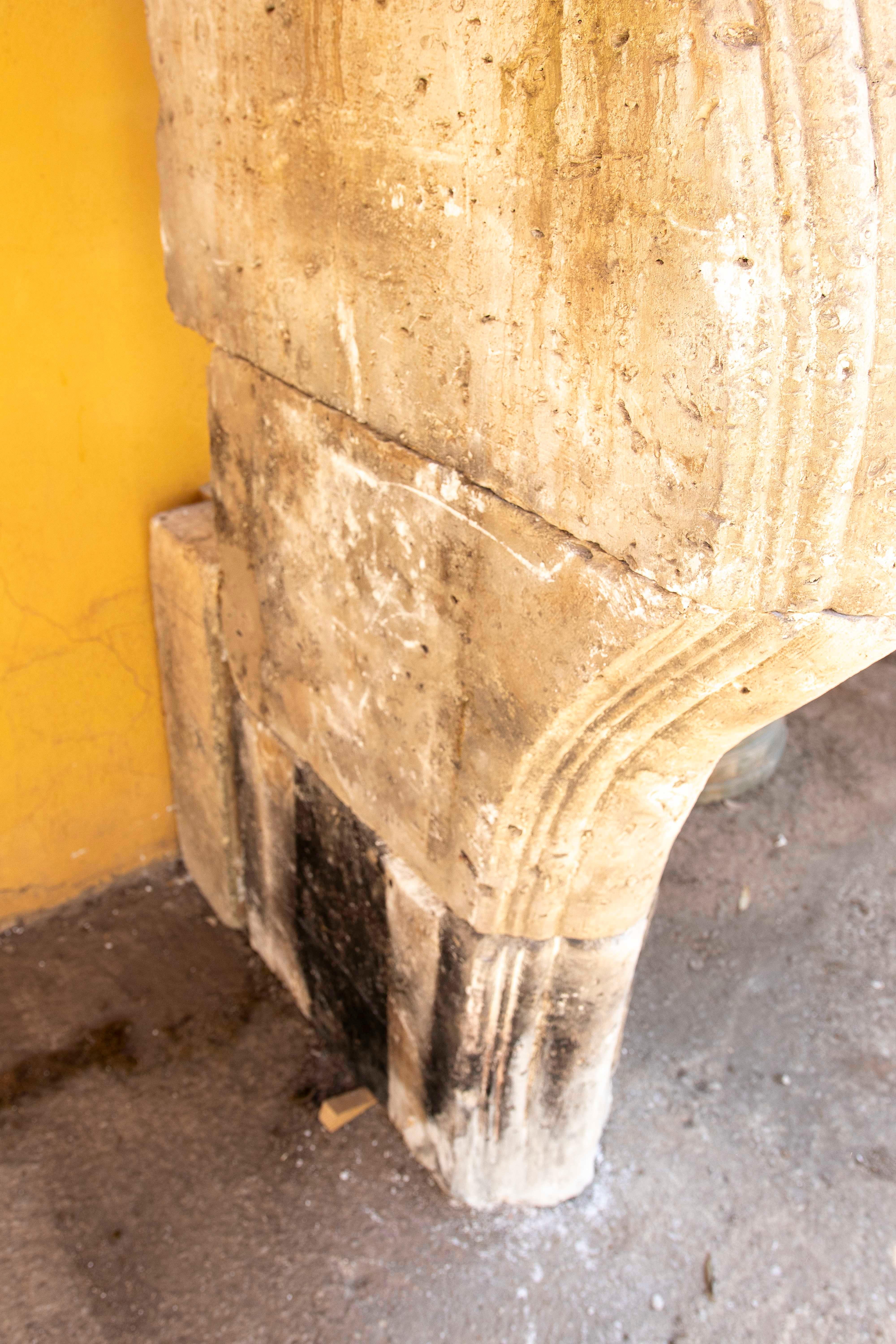 19th Hand Carved Stone French Fireplace For Sale 6