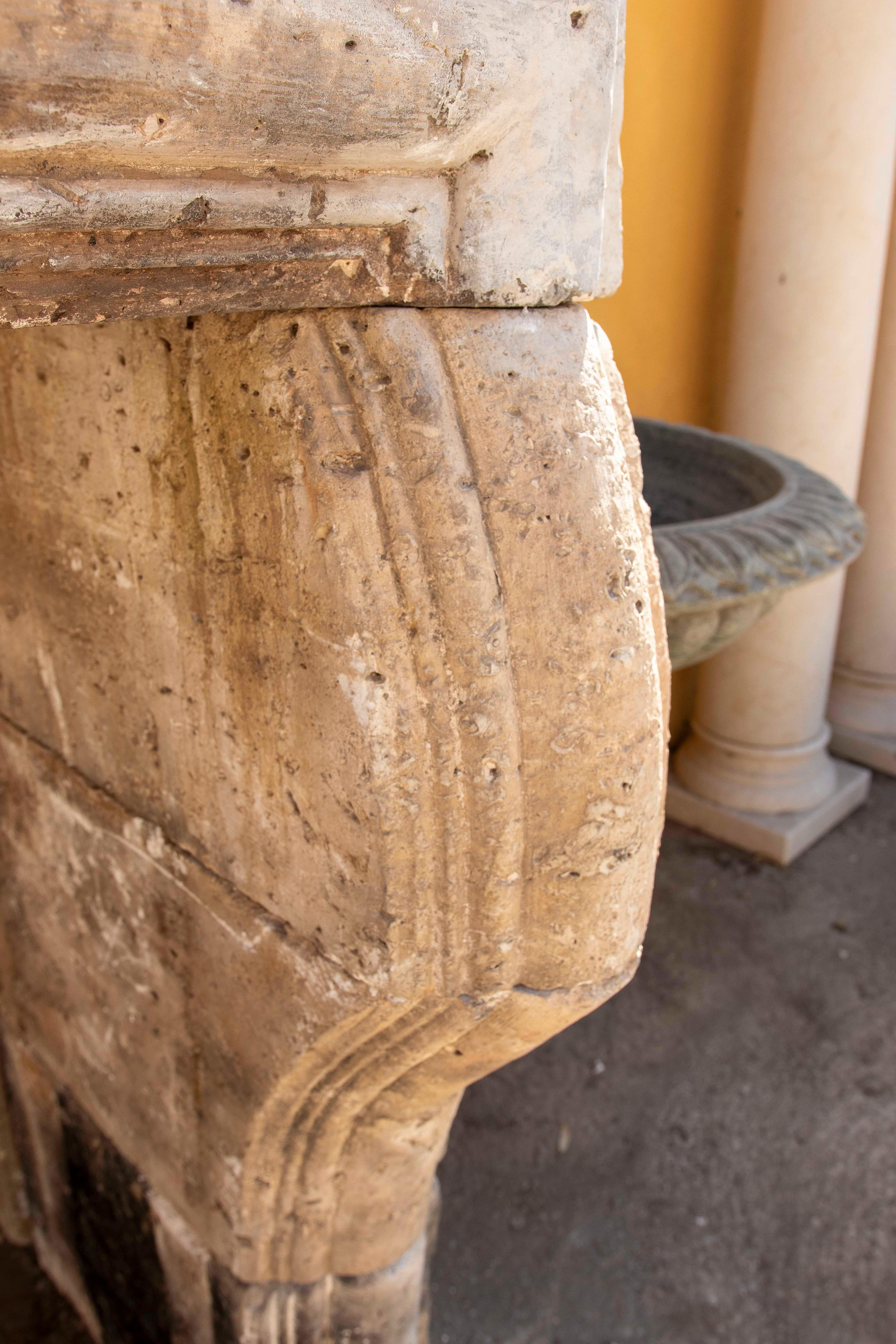 19th Hand Carved Stone French Fireplace For Sale 7