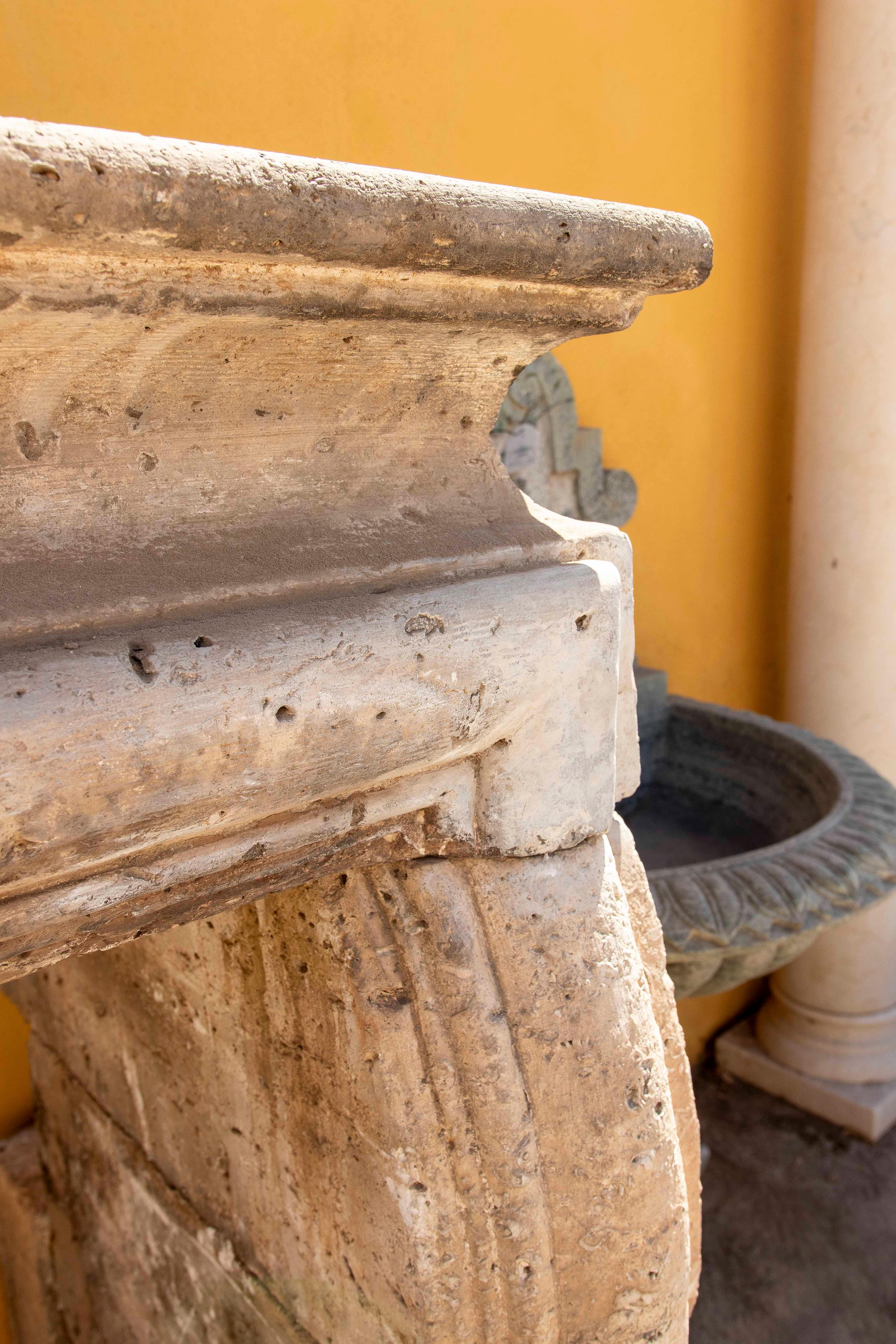 19th Hand Carved Stone French Fireplace For Sale 8