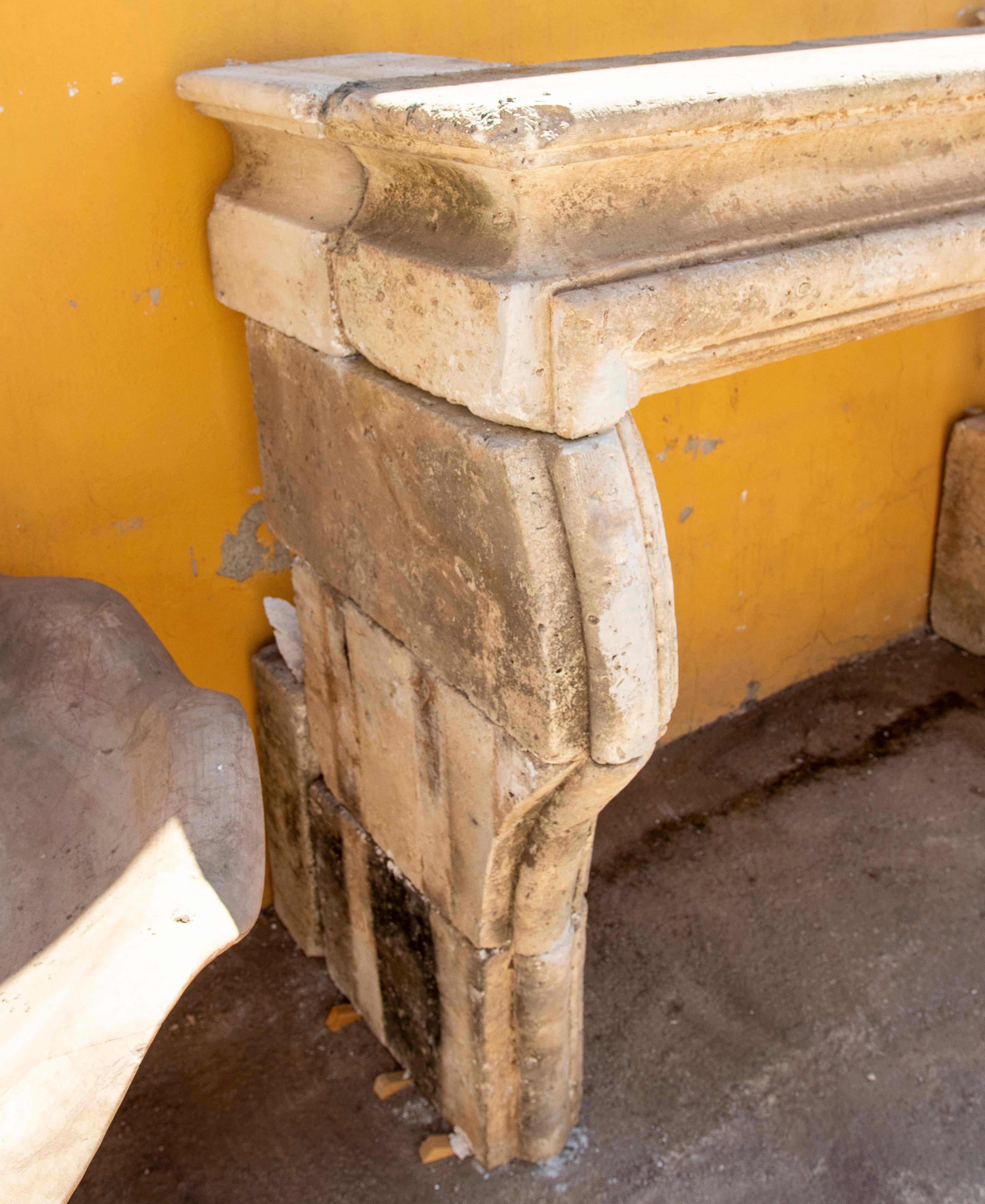 19th Hand Carved Stone French Fireplace For Sale 9