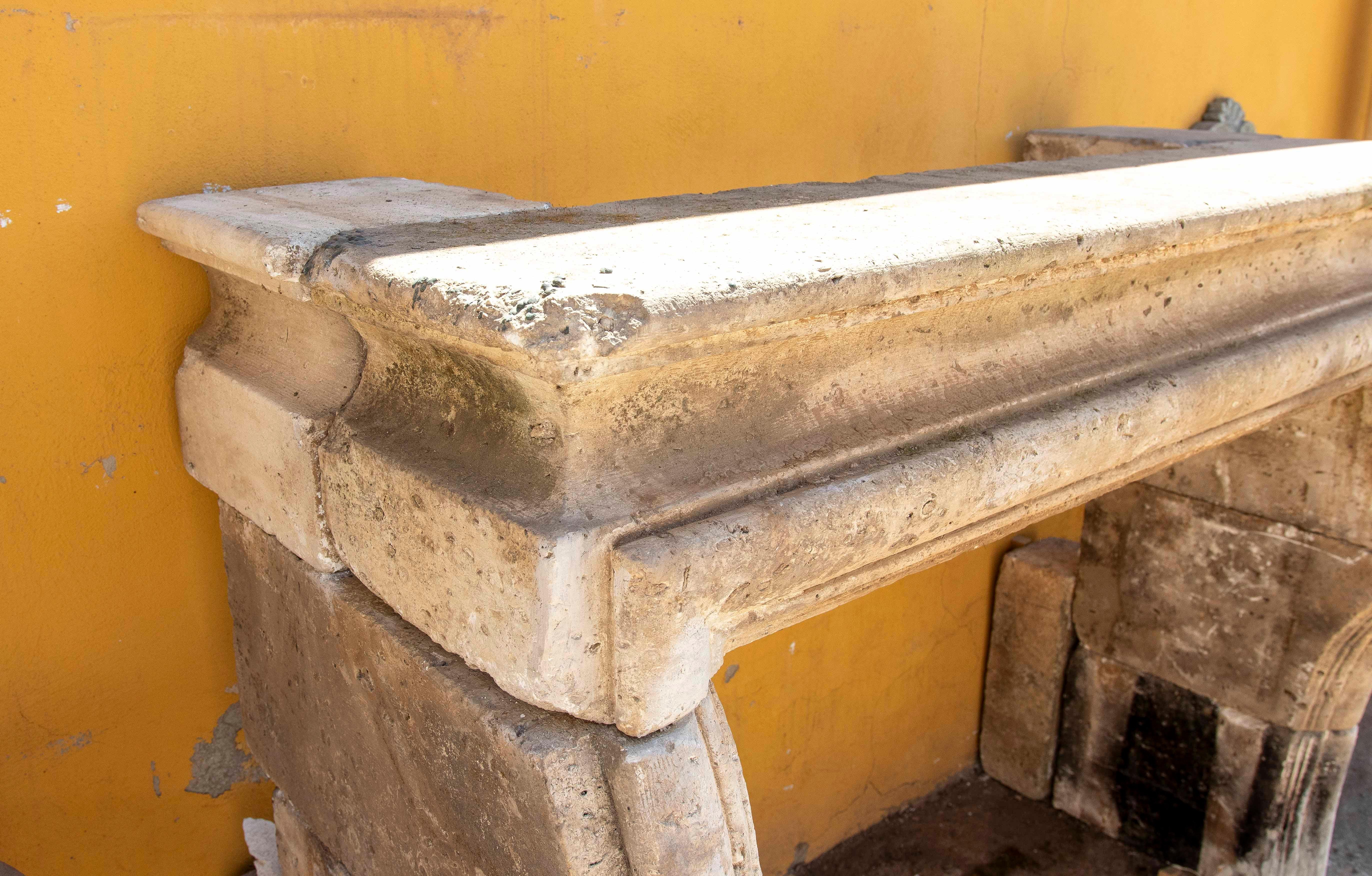 19th Hand Carved Stone French Fireplace For Sale 10