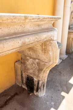 19th Hand Carved Stone French Fireplace