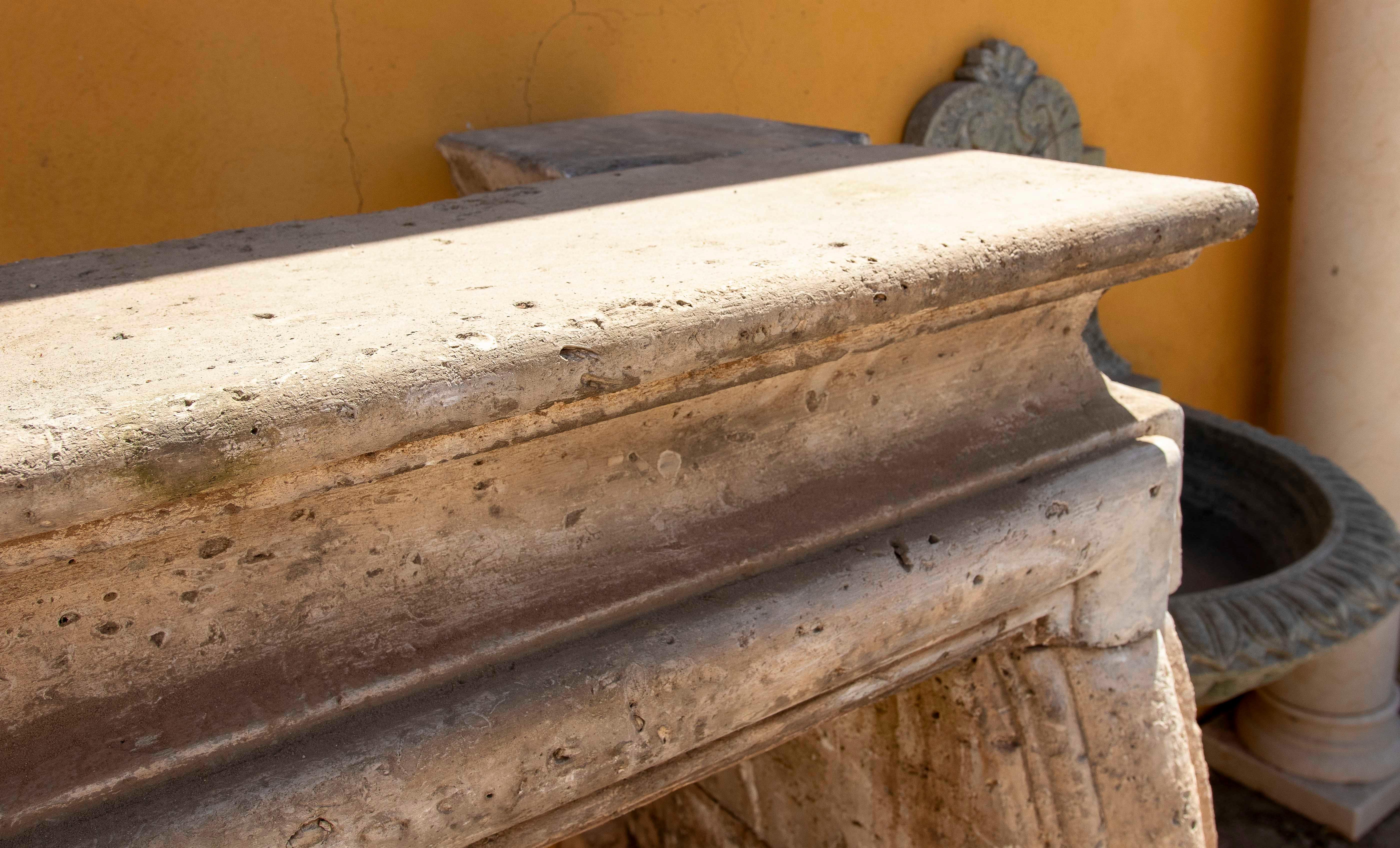 19th Hand Carved Stone French Fireplace In Good Condition For Sale In Marbella, ES