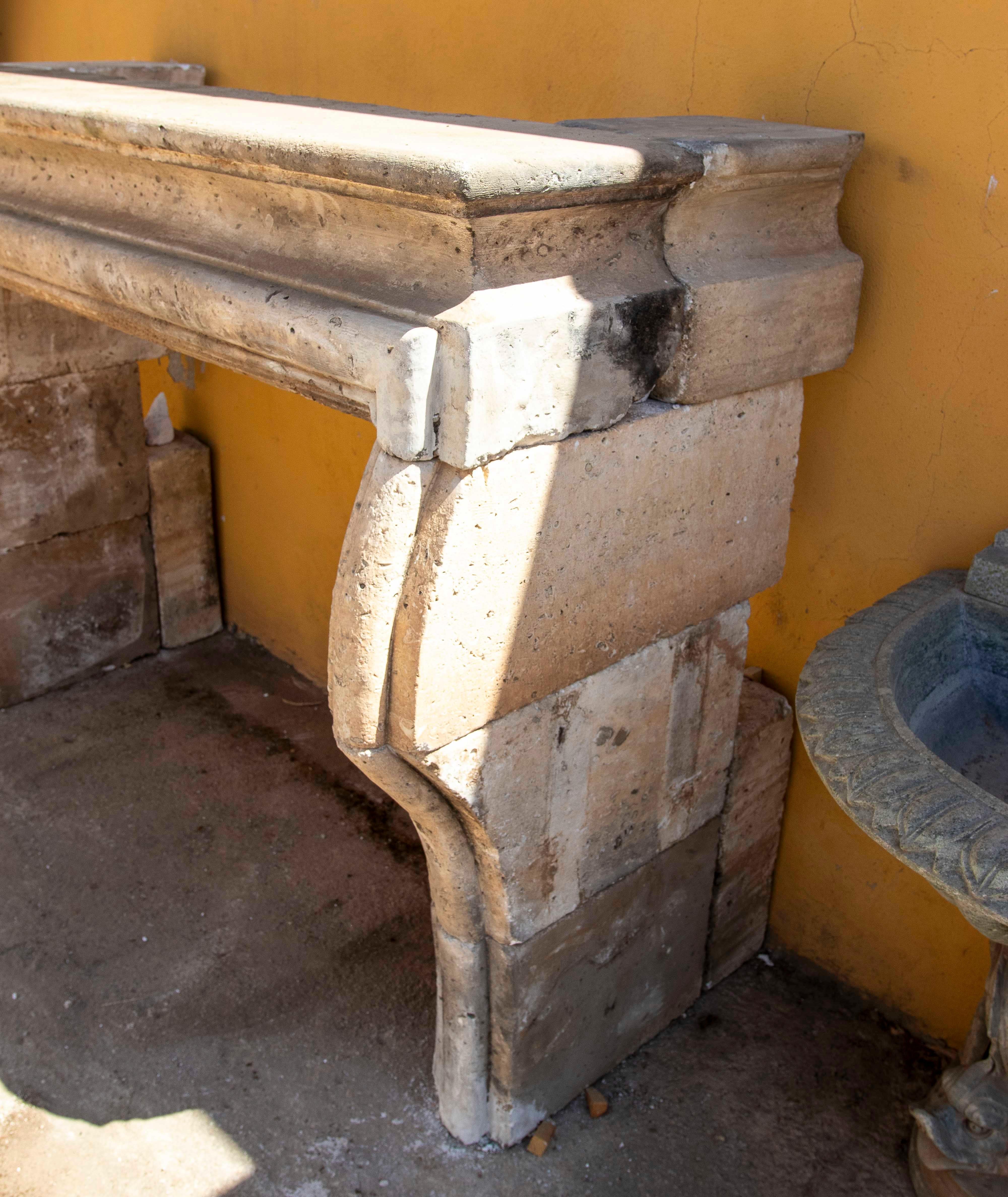 19th Century 19th Hand Carved Stone French Fireplace For Sale