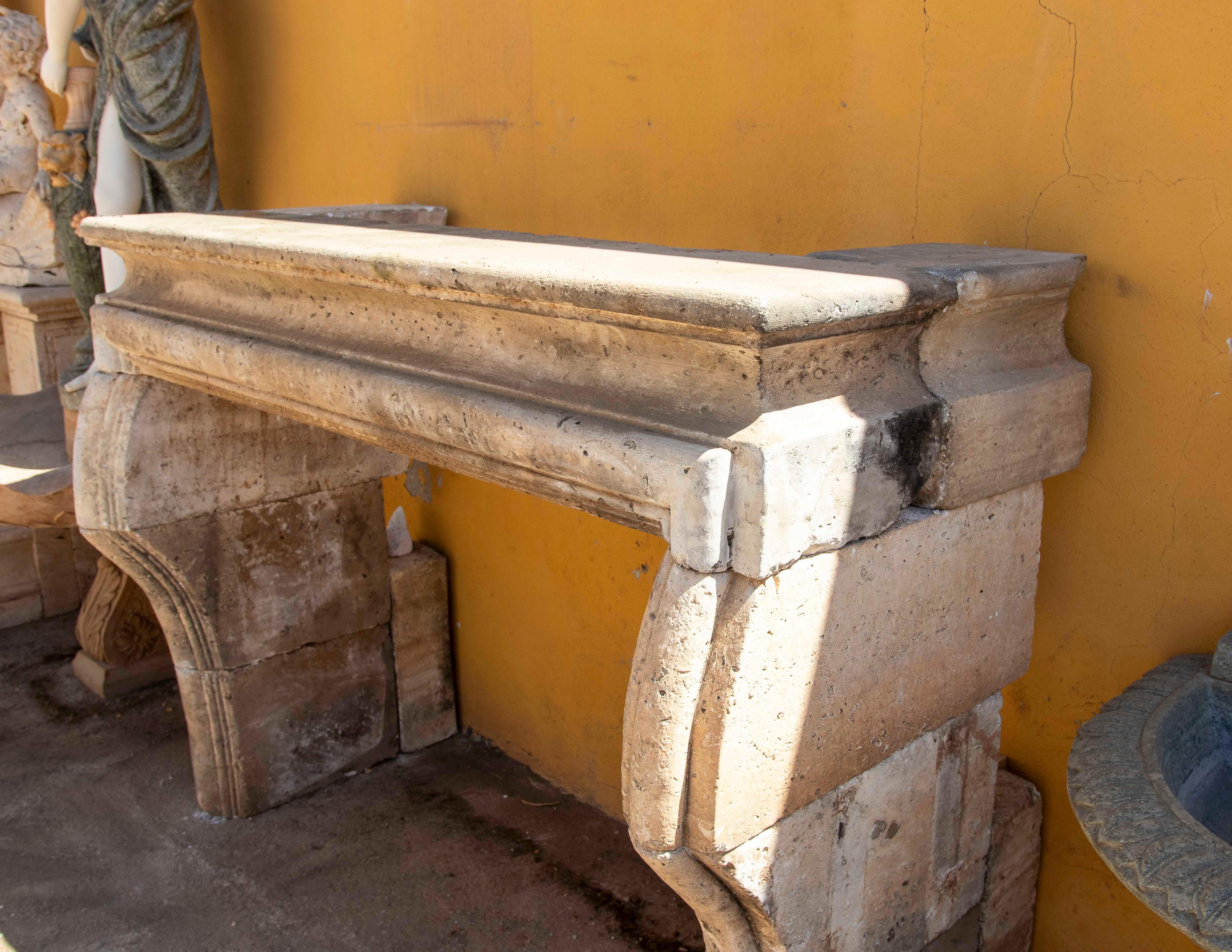19th Hand Carved Stone French Fireplace For Sale 1