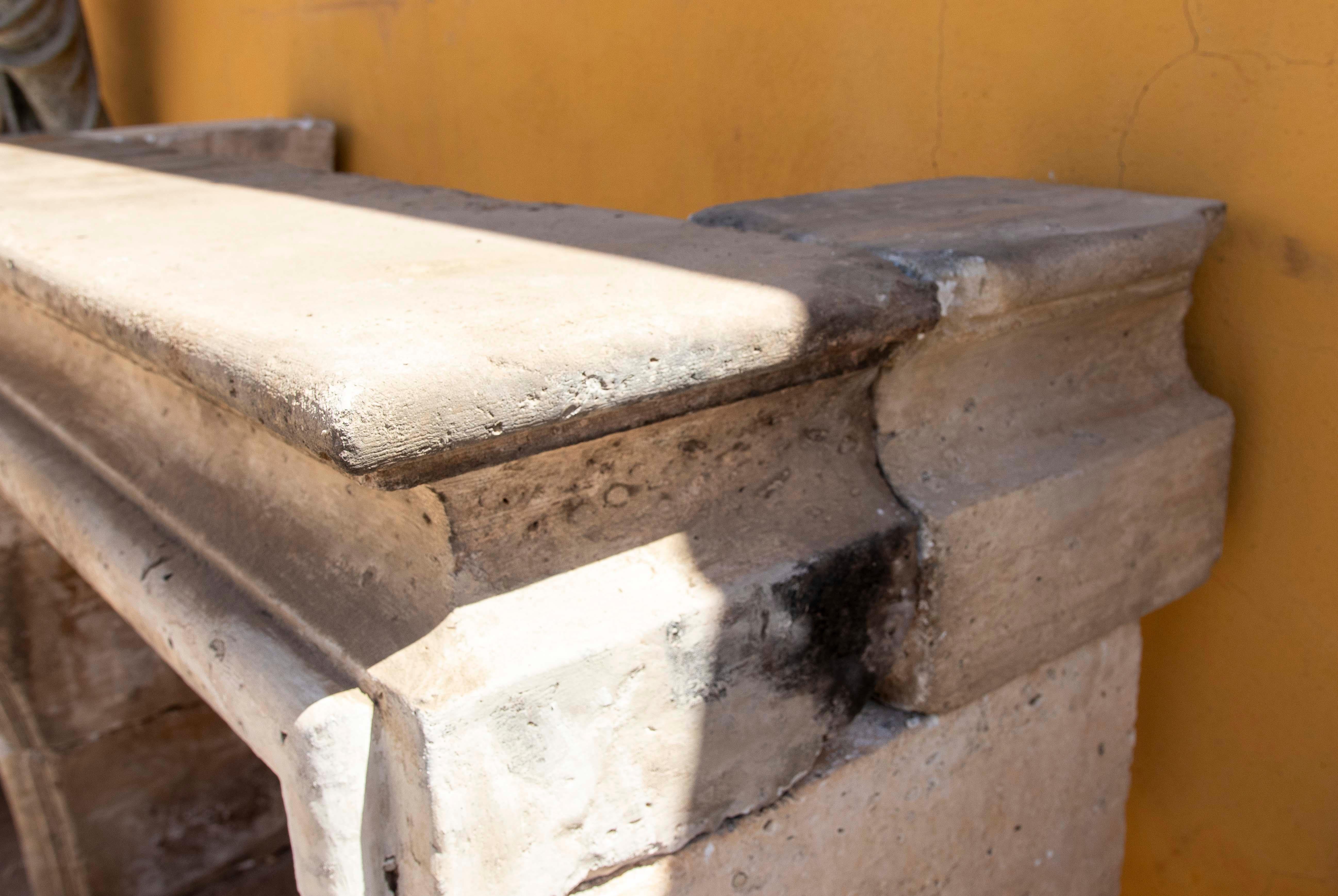 19th Hand Carved Stone French Fireplace For Sale 2