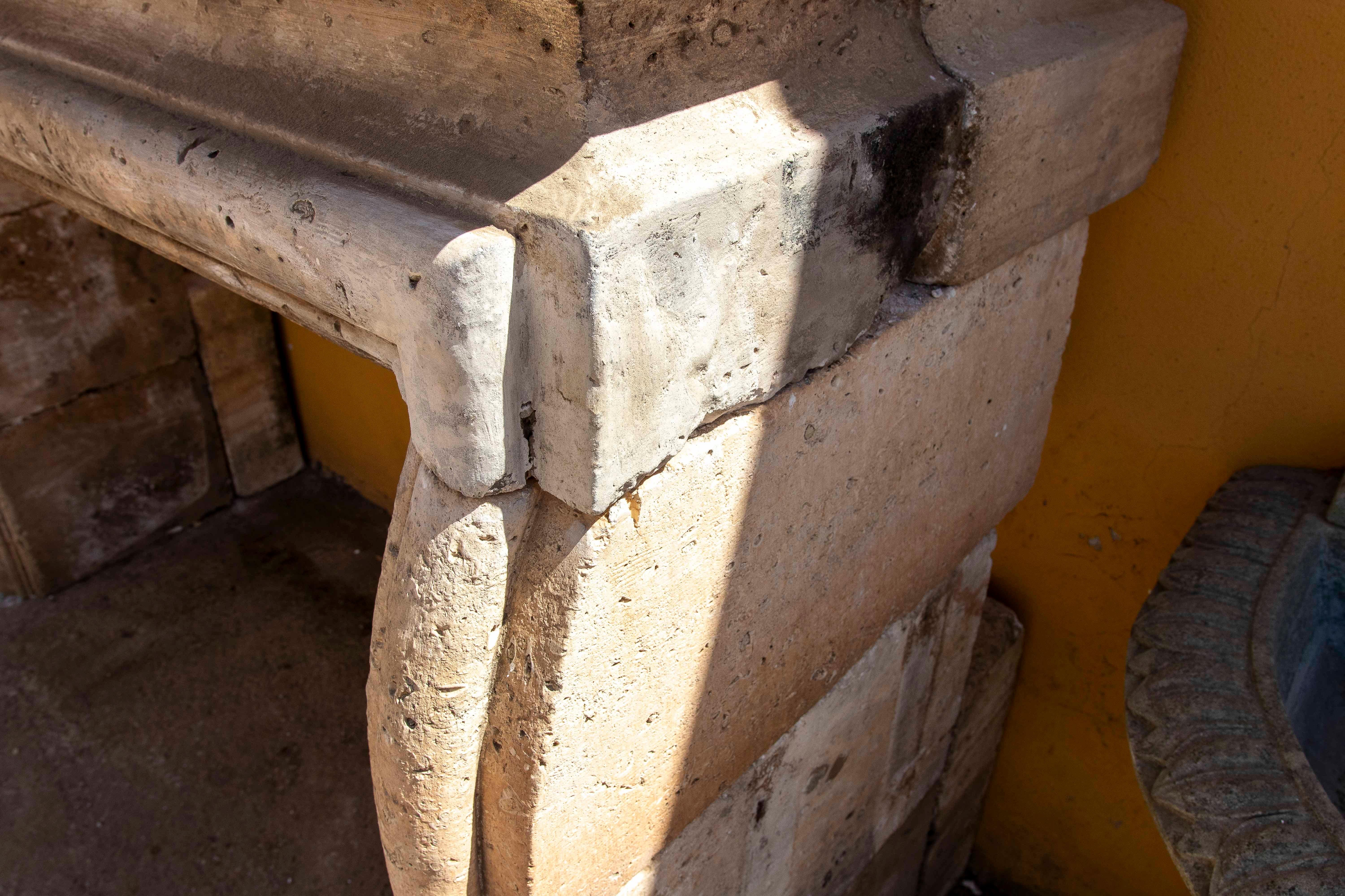 19th Hand Carved Stone French Fireplace For Sale 3