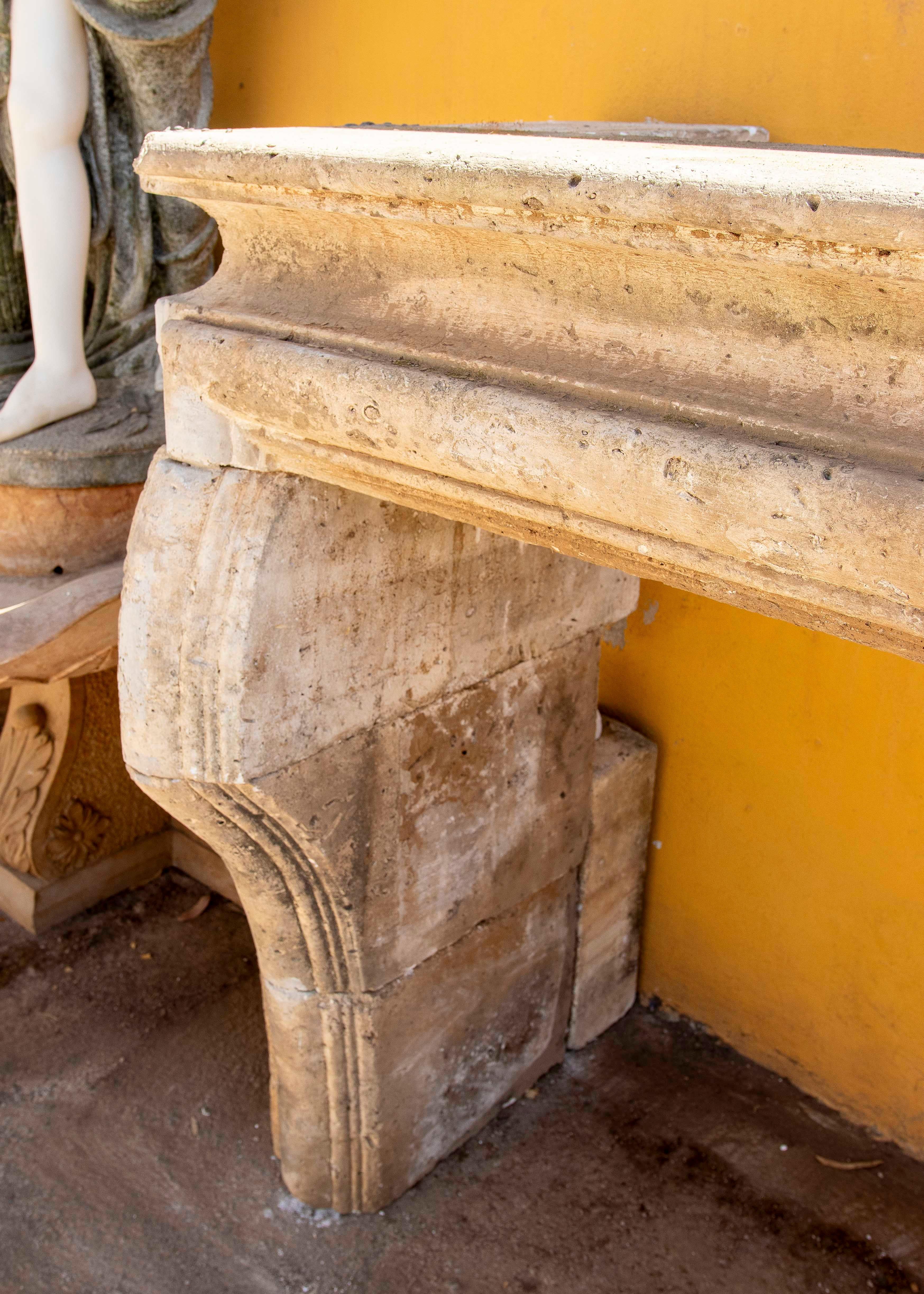 19th Hand Carved Stone French Fireplace For Sale 4