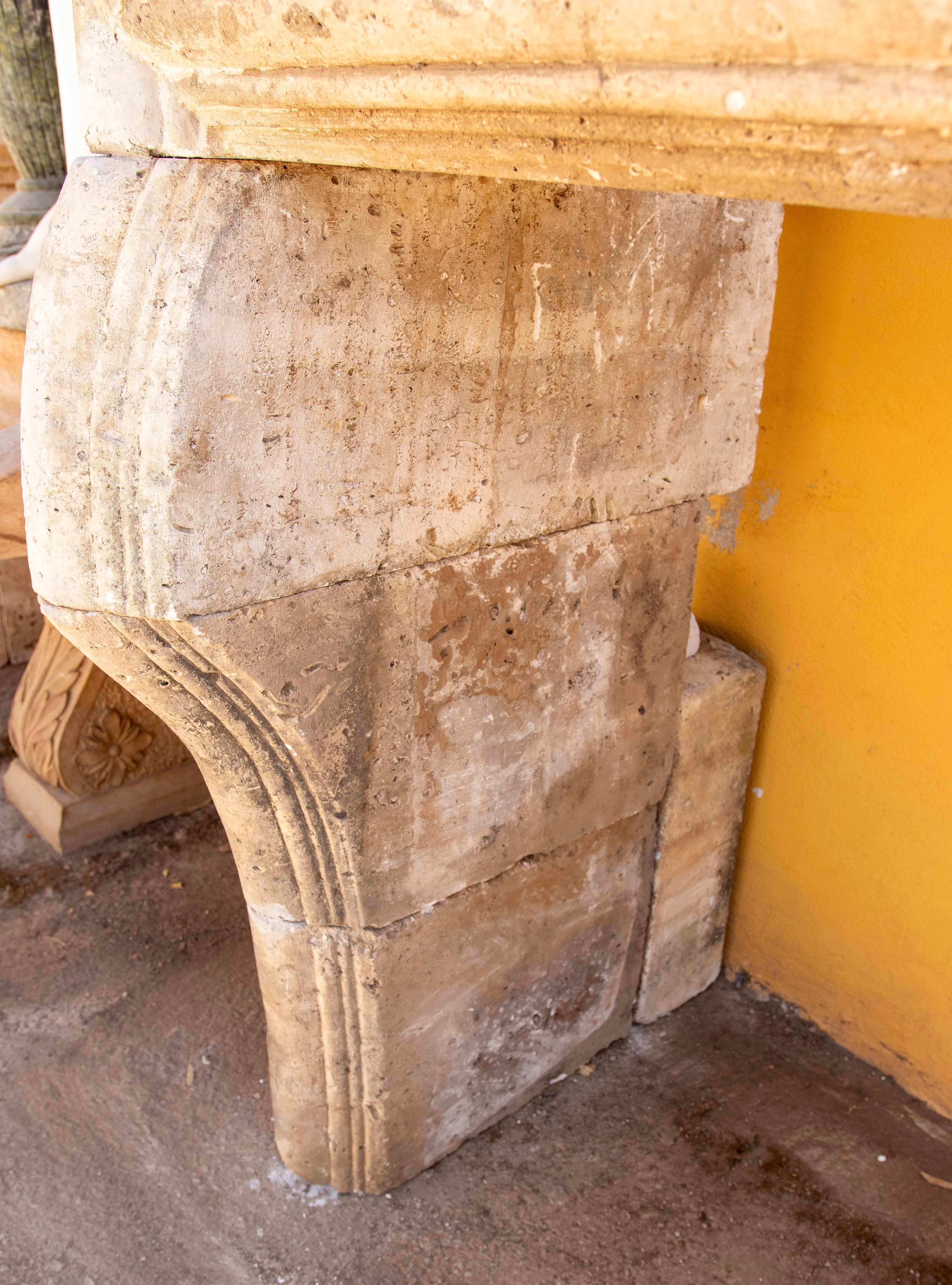 19th Hand Carved Stone French Fireplace For Sale 5
