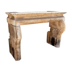 19th Hand Carved Stone French Fireplace