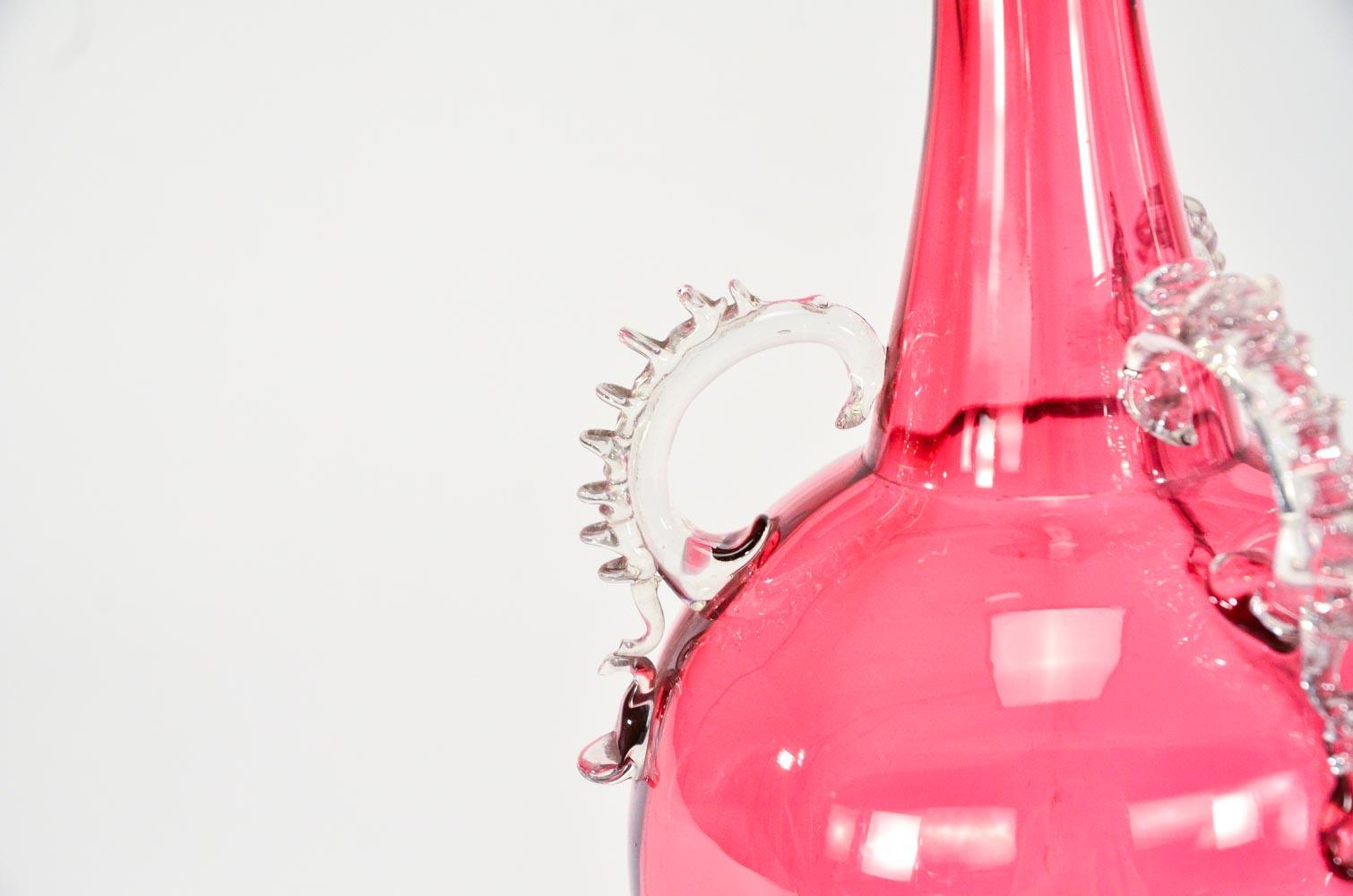 cranberry glass decanter with stopper
