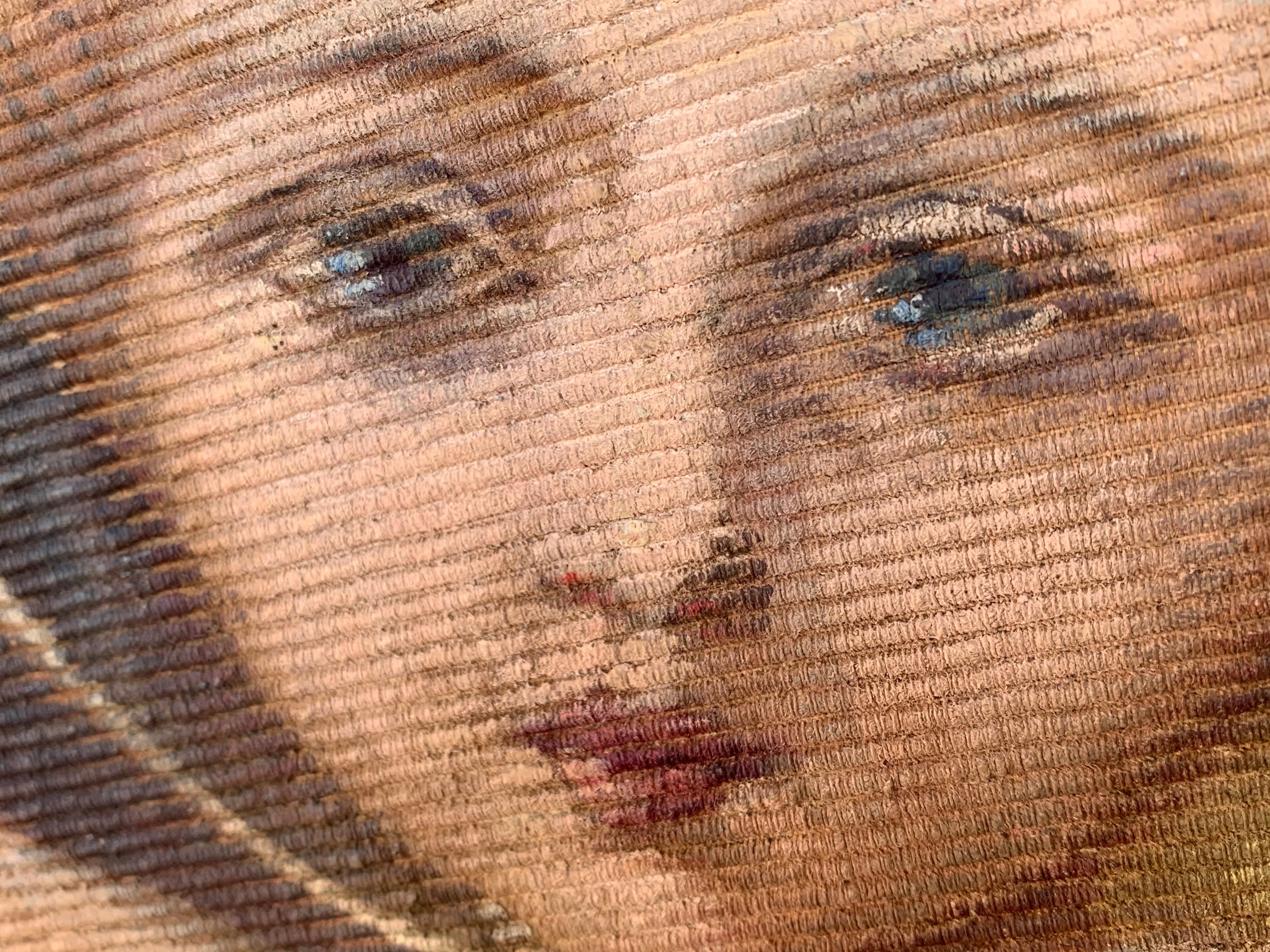 Peint à la main Tapisserie peinte à la main du 19ème siècle représentant Madone avec un enfant