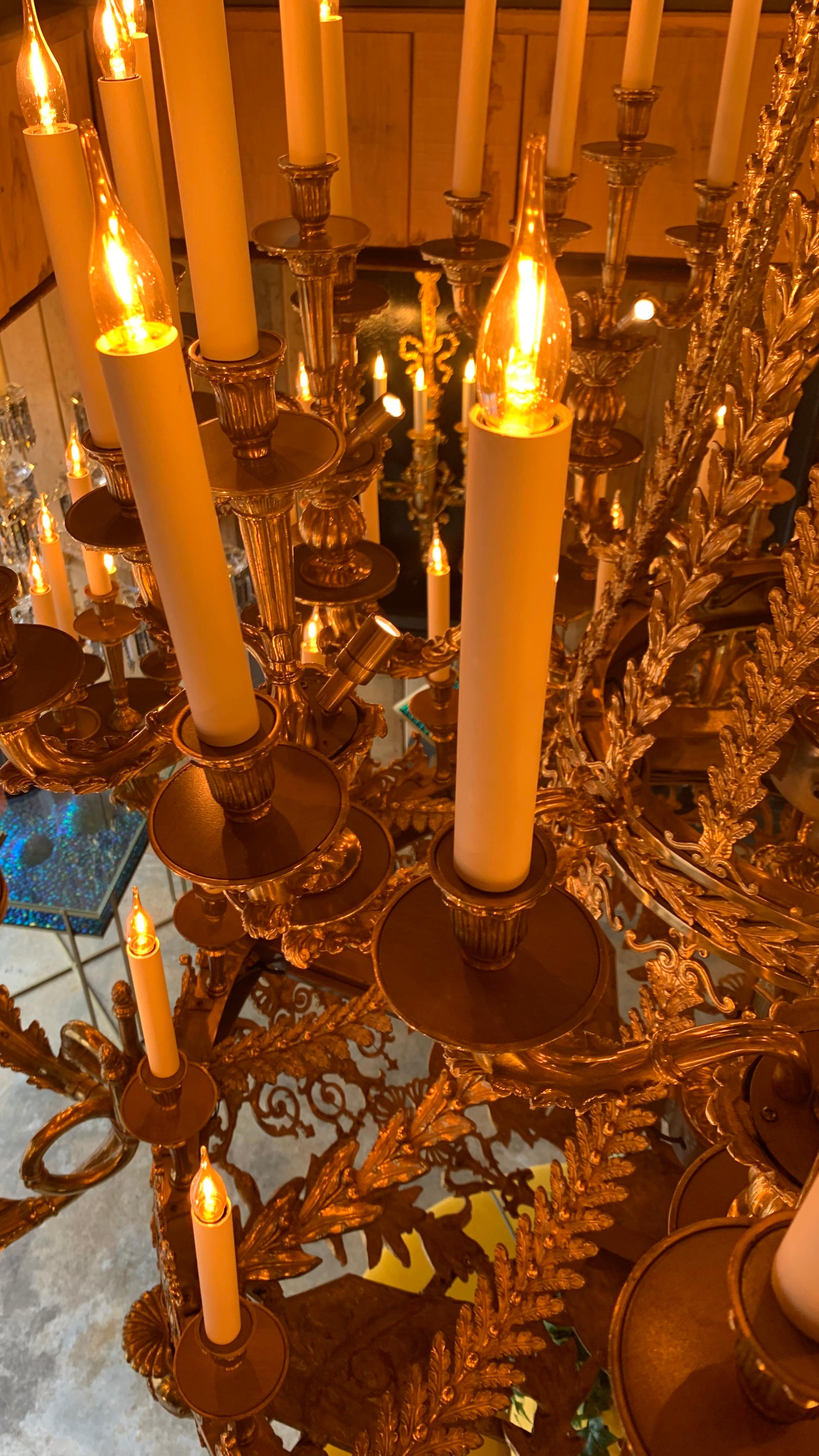 19th Hermitage Palace St Petersburg Chandelier 112 Lights Bronze gold 18k satin For Sale 4