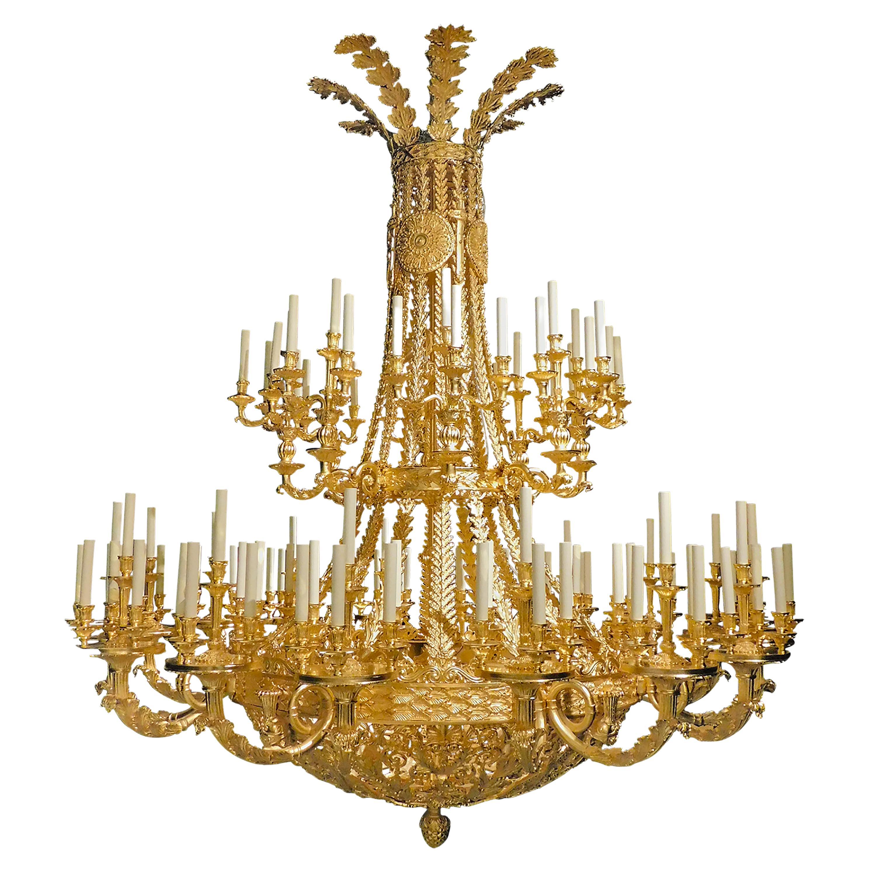 19. Eremitage Palast St. Petersburg Kronleuchter 112 Lights Bronze Gold 18k satiniert im Angebot