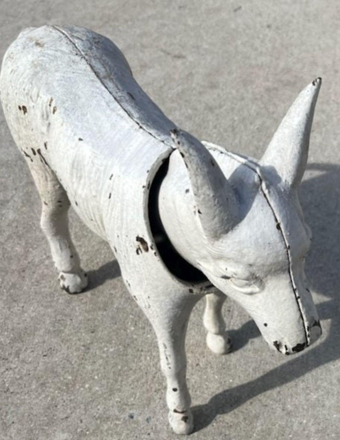 American 19th Iron Donkey in Original White Paint For Sale