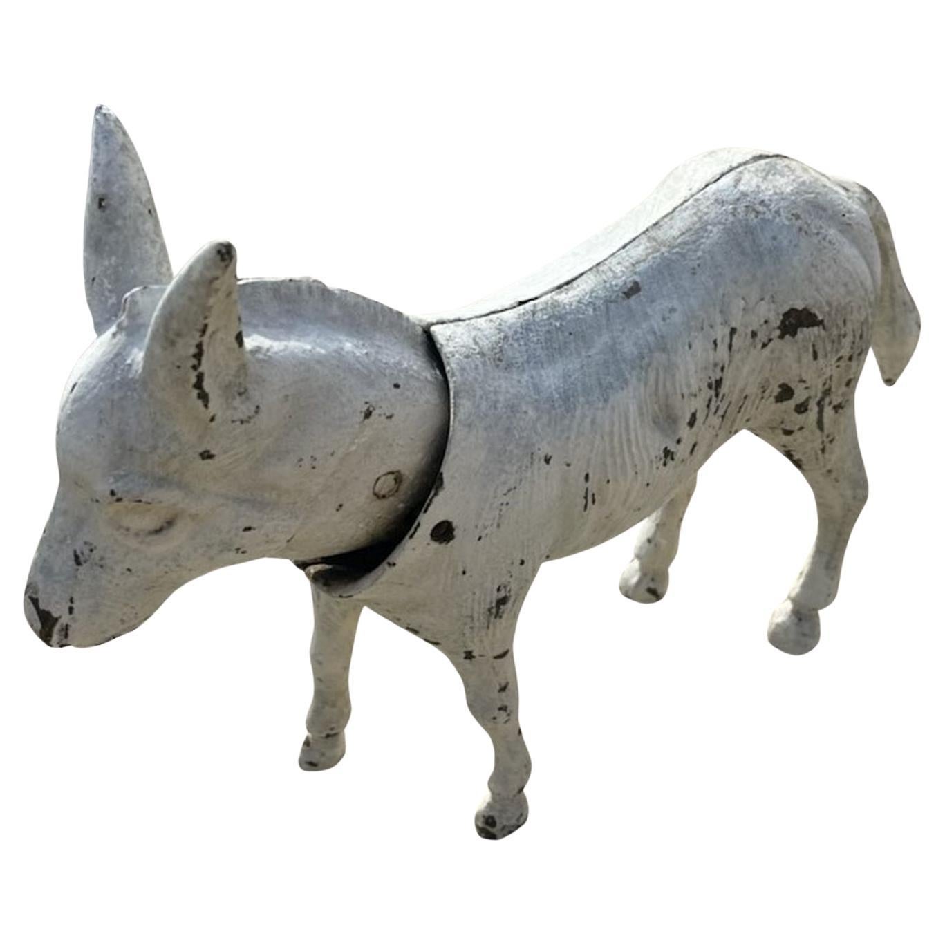 19th Iron Donkey in Original White Paint For Sale