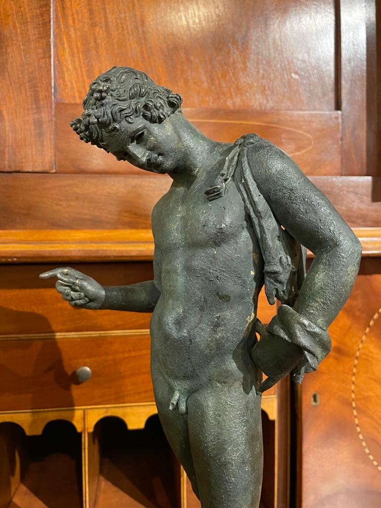 19th Italian Century Grand Tour Bronze Sculpture of Nude Narcissus For Sale 2