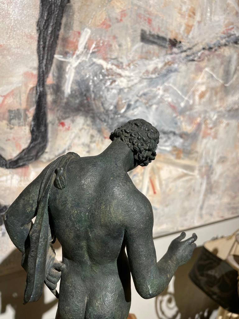 19th Italian Century Grand Tour Bronze Sculpture of Nude Narcissus For Sale 8