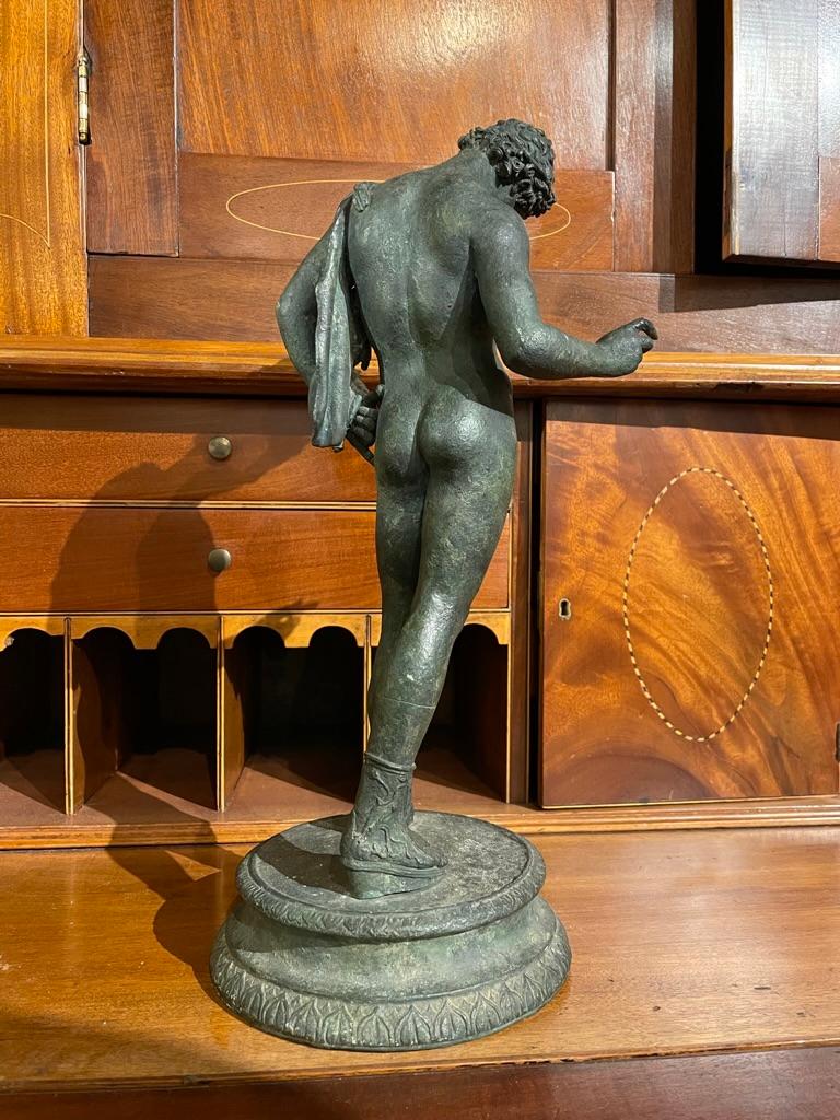 19th Italian Century Grand Tour Bronze Sculpture of Nude Narcissus In Good Condition For Sale In Stamford, CT