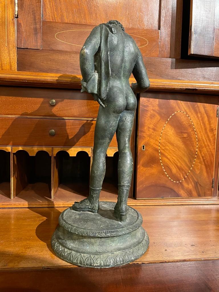 19th Italian Century Grand Tour Bronze Sculpture of Nude Narcissus In Good Condition In Stamford, CT