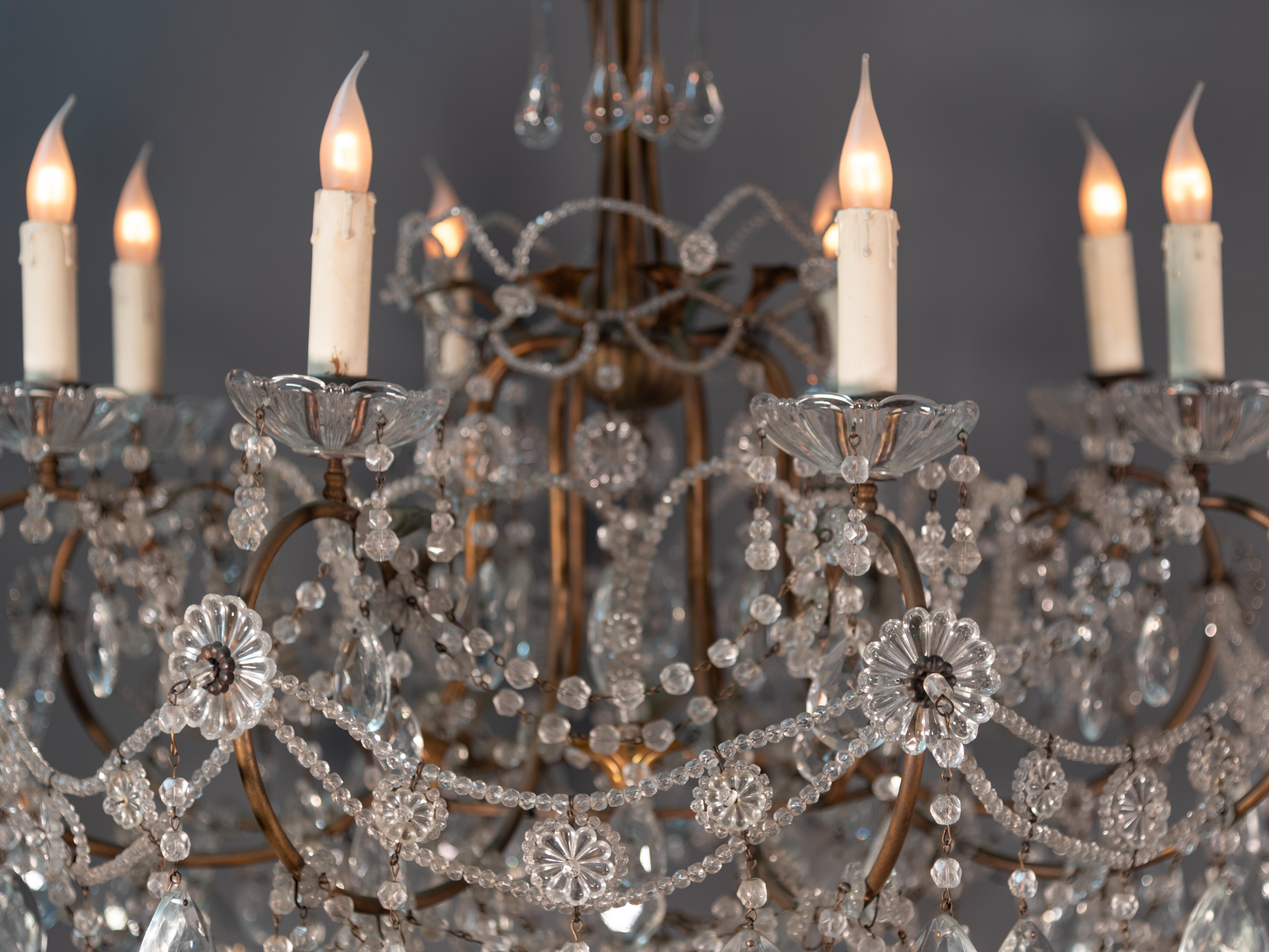 19th Italian Chandelier in Glass Crystal and Metal For Sale 5