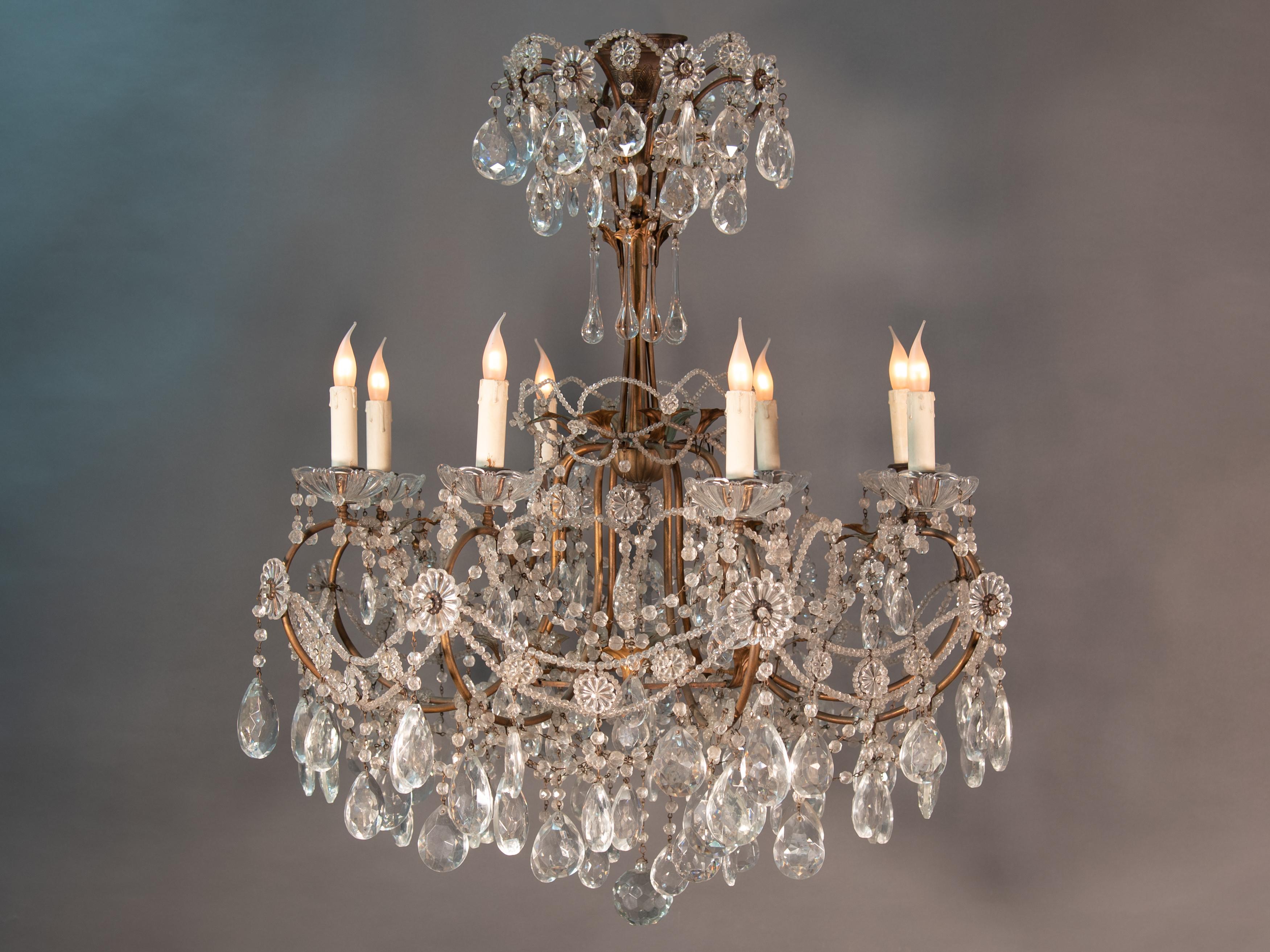 19th Italian Chandelier in Glass Crystal and Metal For Sale 6