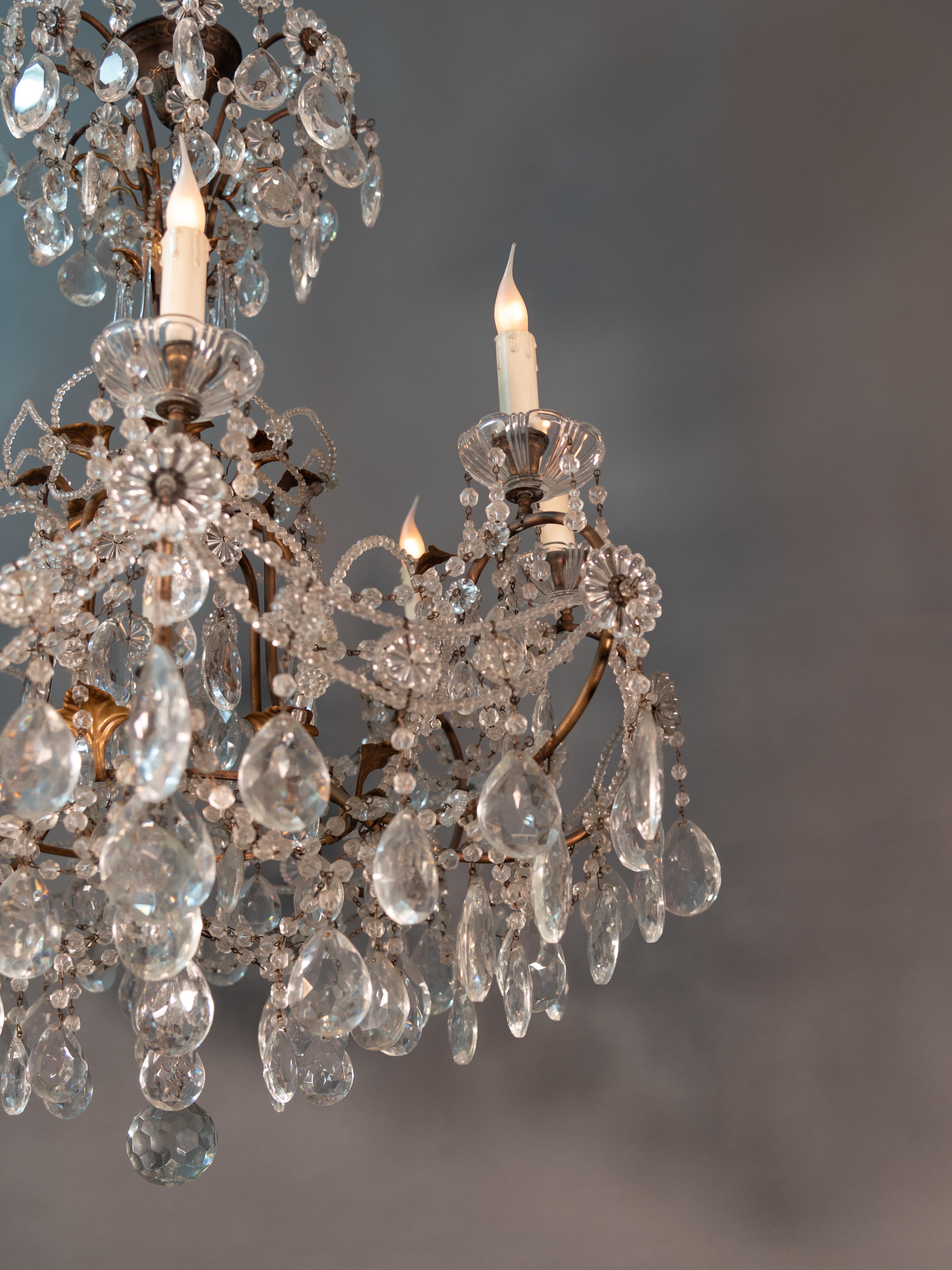 19th Italian Chandelier in Glass Crystal and Metal In Good Condition For Sale In Roma, IT